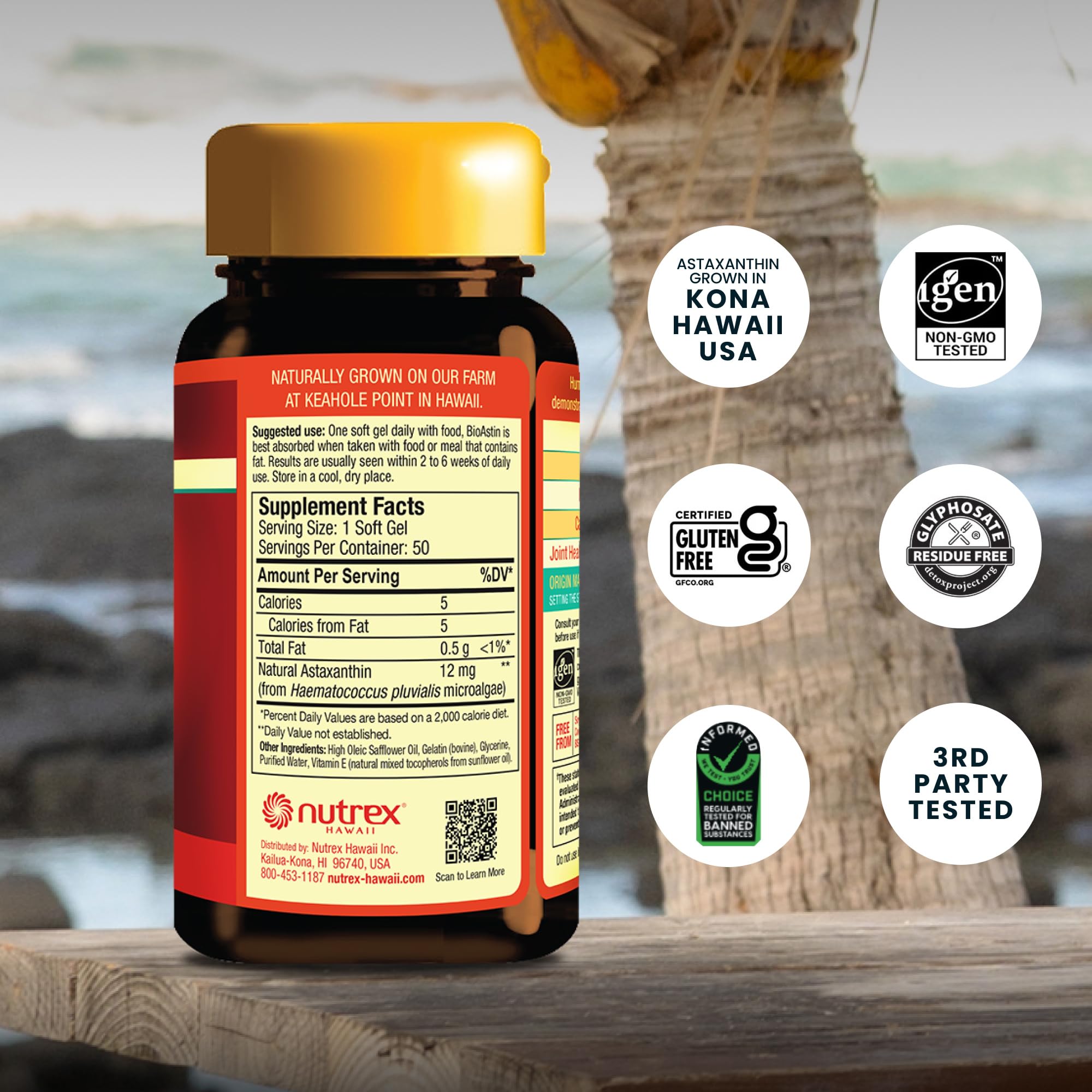 Nutrex Hawaii Astaxanthin capsules in a bottle