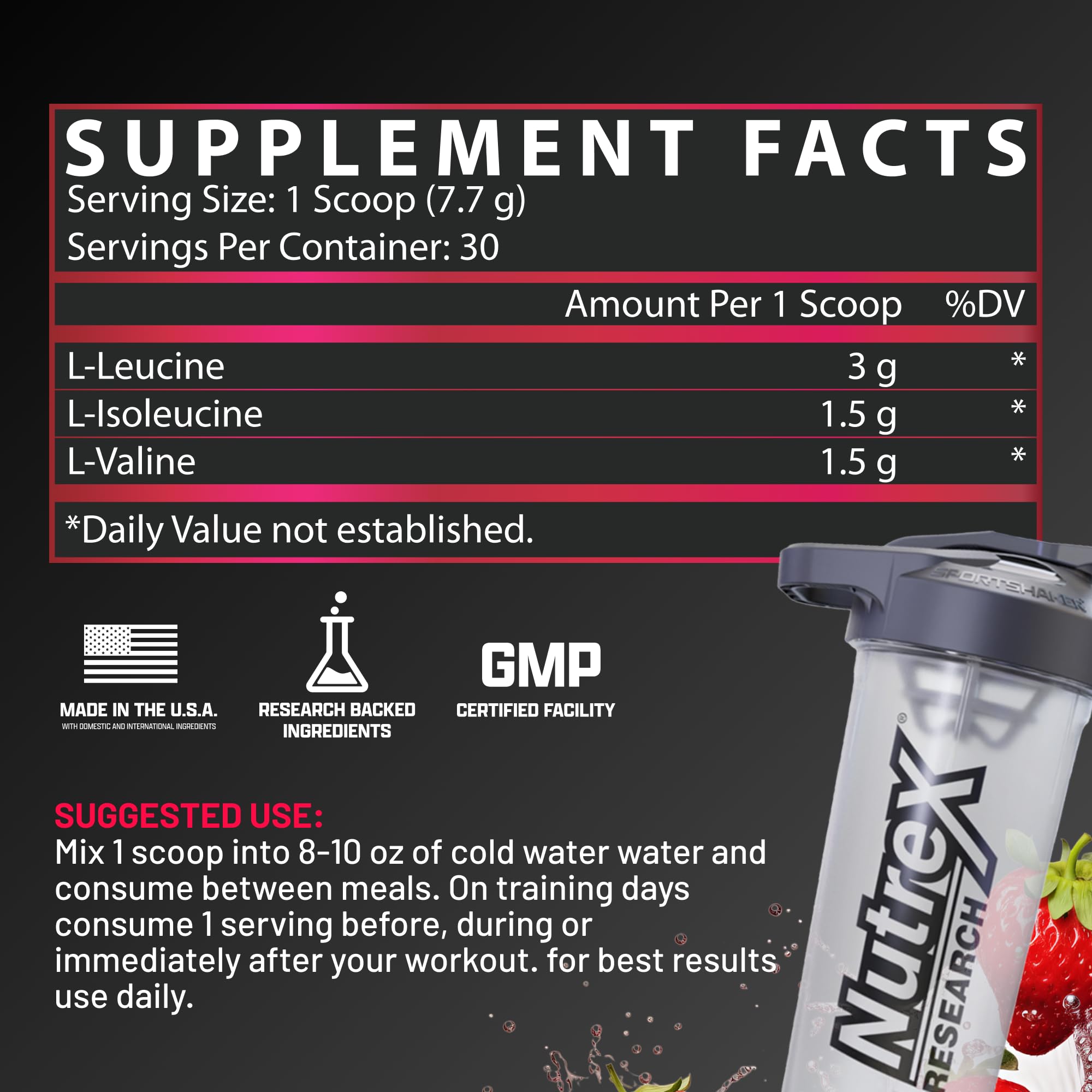 Nutrex Research BCAAs powder in fruit punch flavour