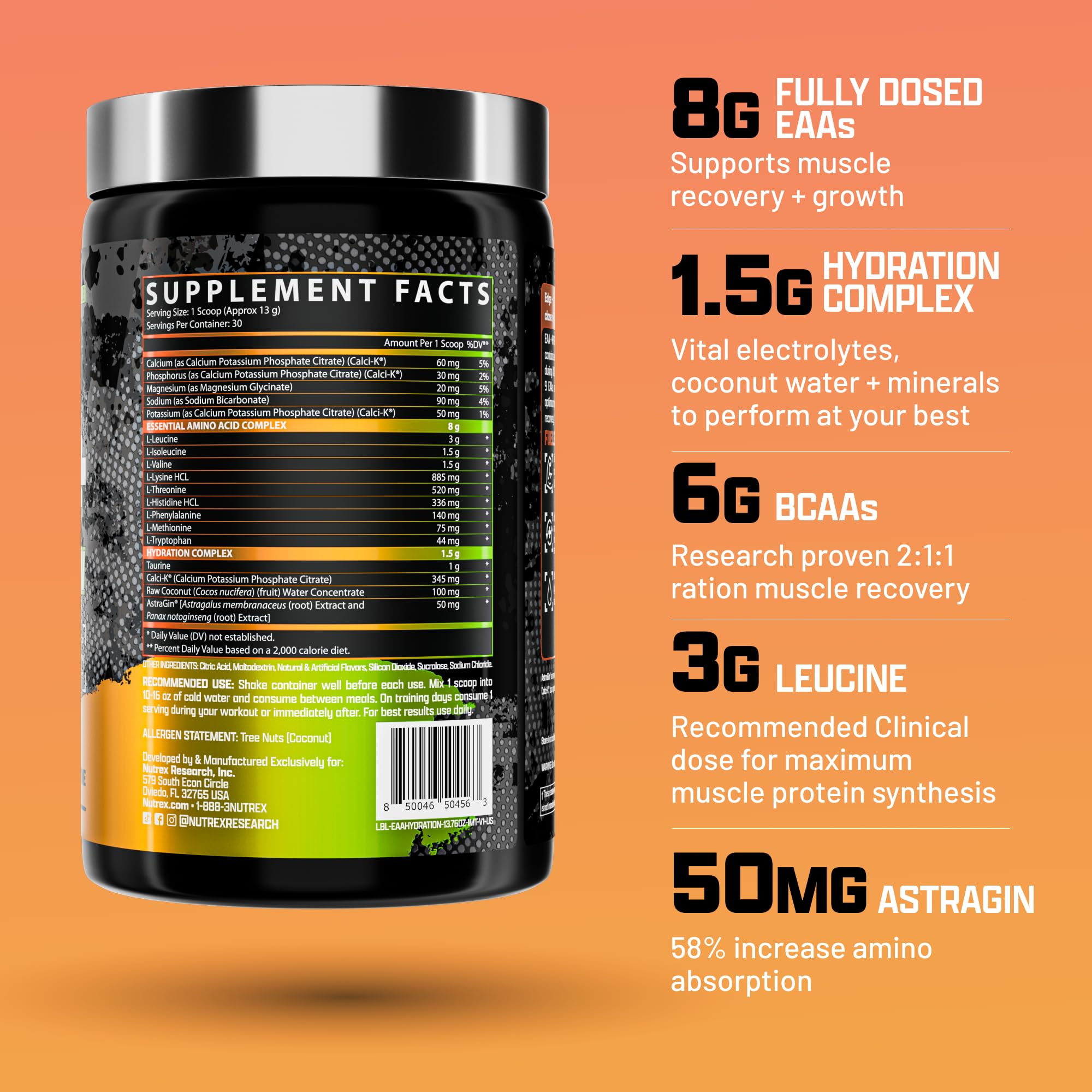 Nutrex Research Complete EAA + BCAA Formula mango flavour powder