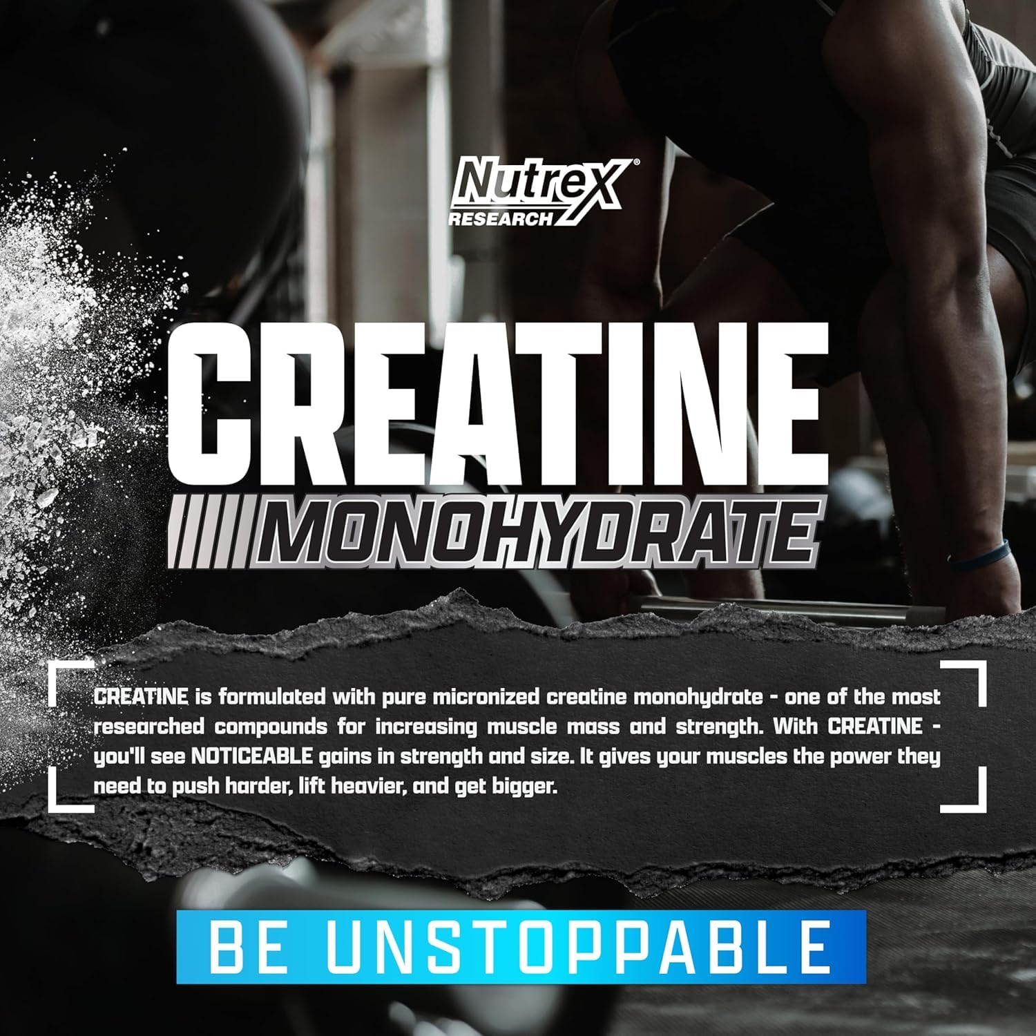 Nutrex Research Creatine Monohydrate 400g powder side view