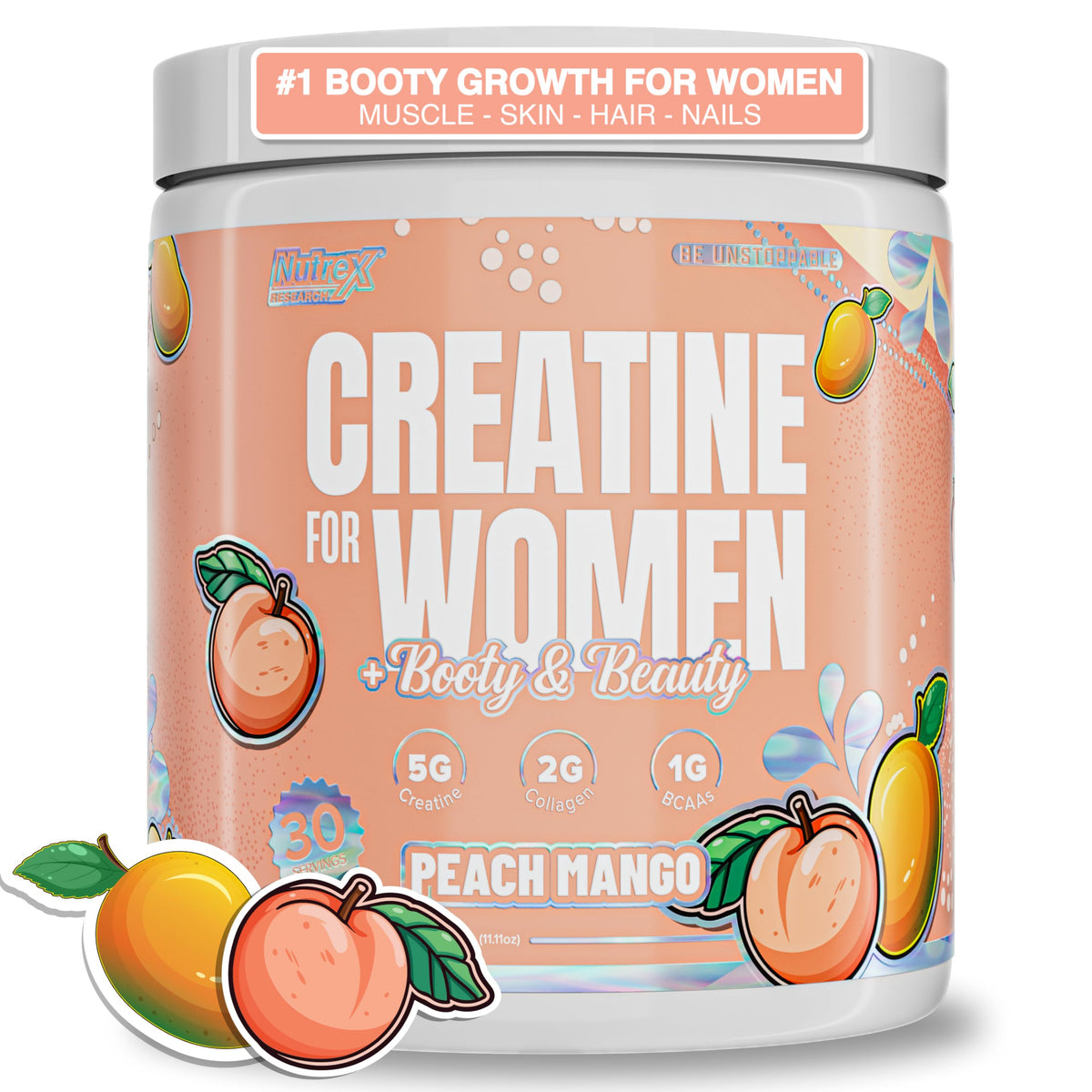 Nutrex Research Creatine Monohydrate for Women 369g Peach Mango front view