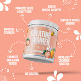 Nutrex Research Creatine Monohydrate for Women 369g Peach Mango side view