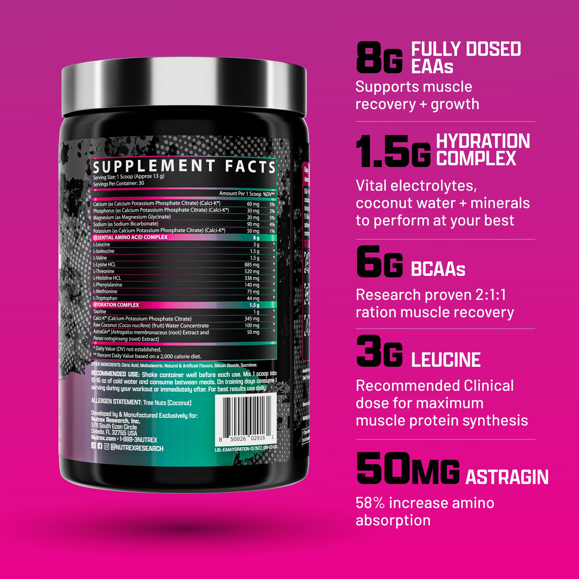 Nutrex Research EAA Supplement 390g back view