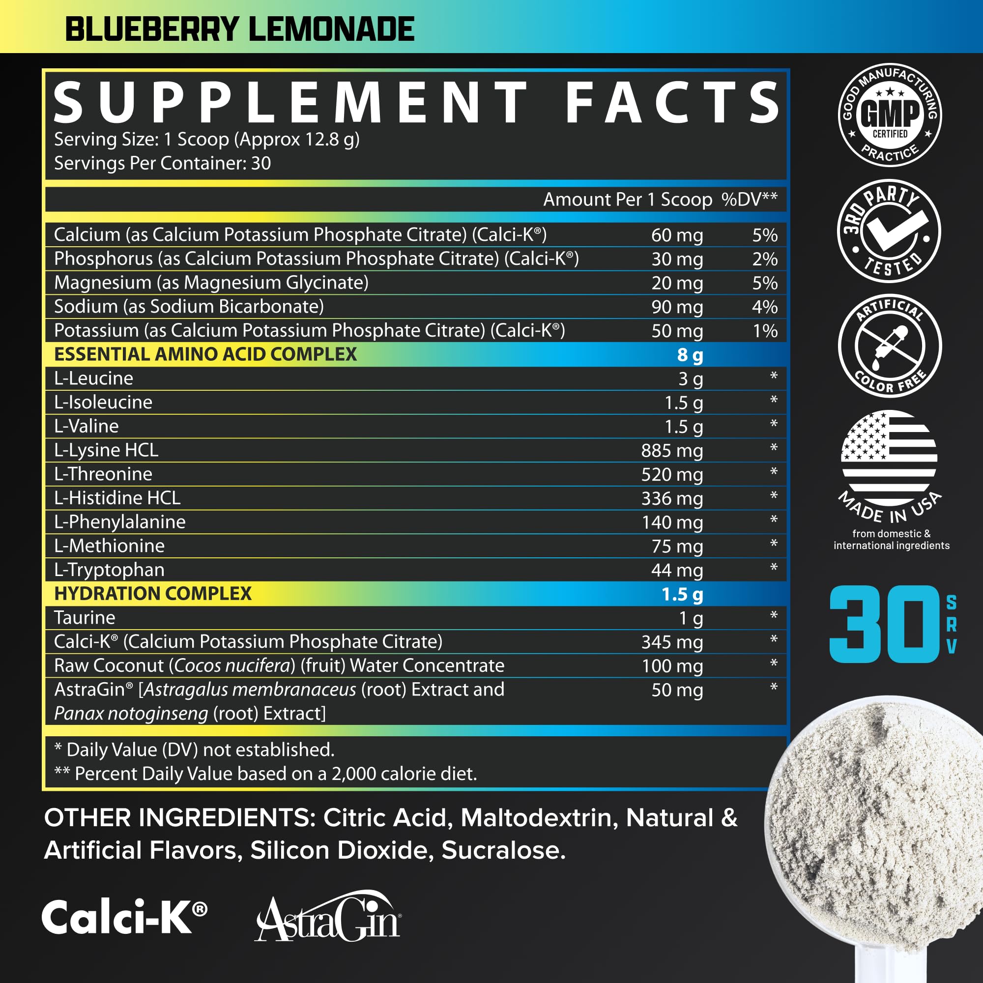 Nutrex Research EAA Supplement 454g ingredients list
