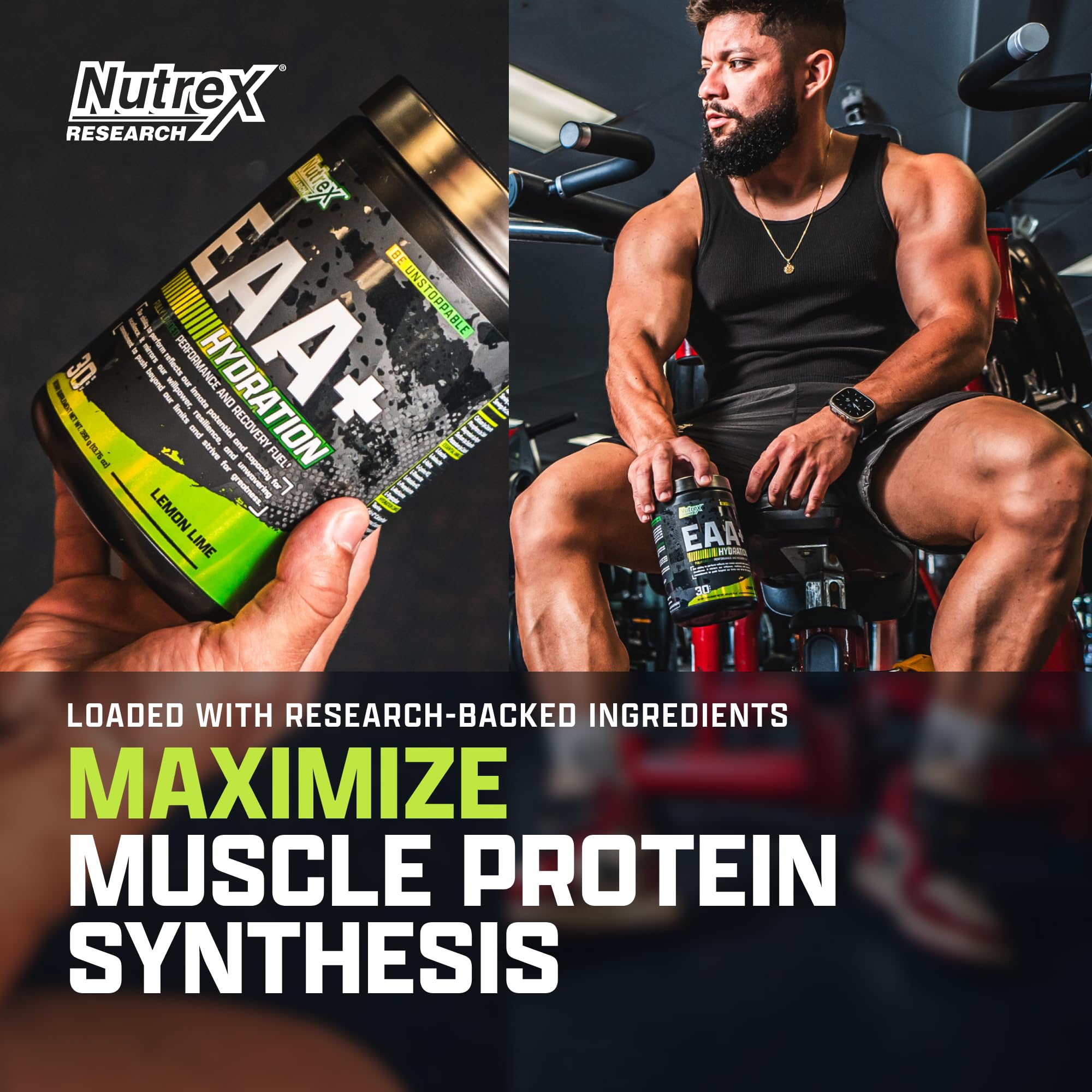 Nutrex Research EAA Supplement back view with ingredient list