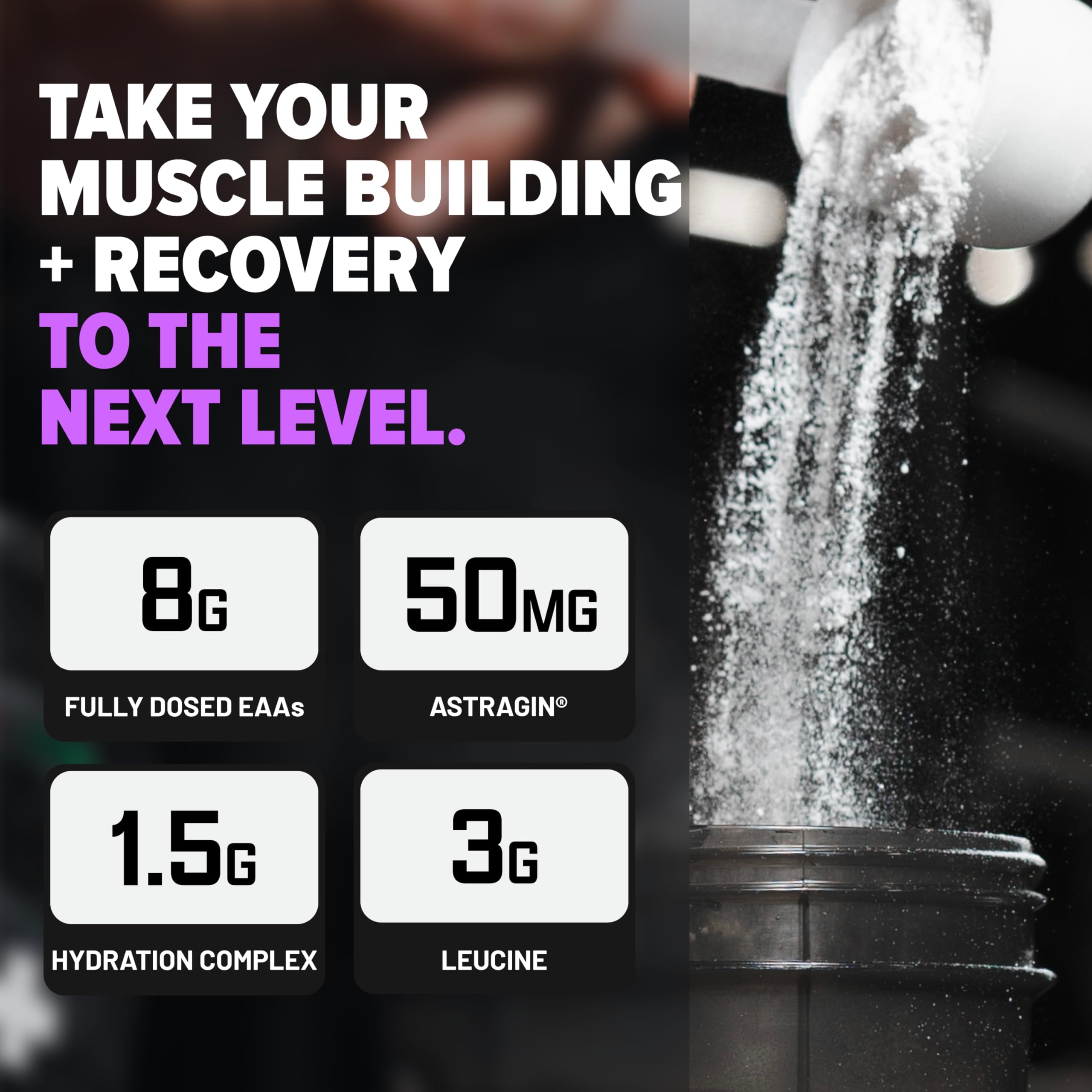 Nutrex Research EAA Supplement on workout bench