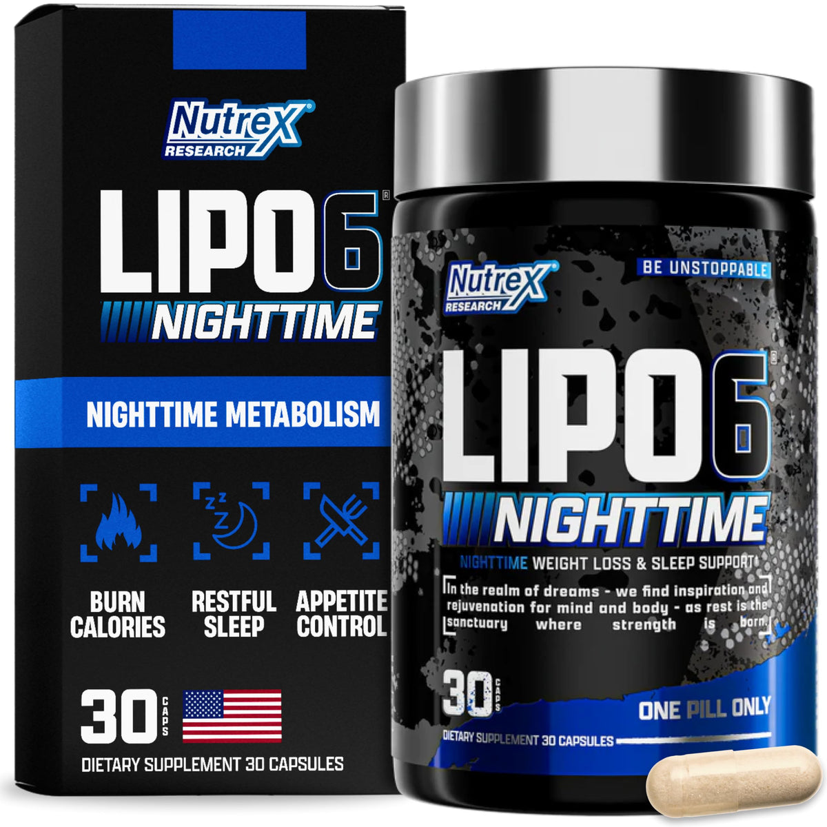 Nutrex Research LIPO-6 Black Nighttime supplement front view