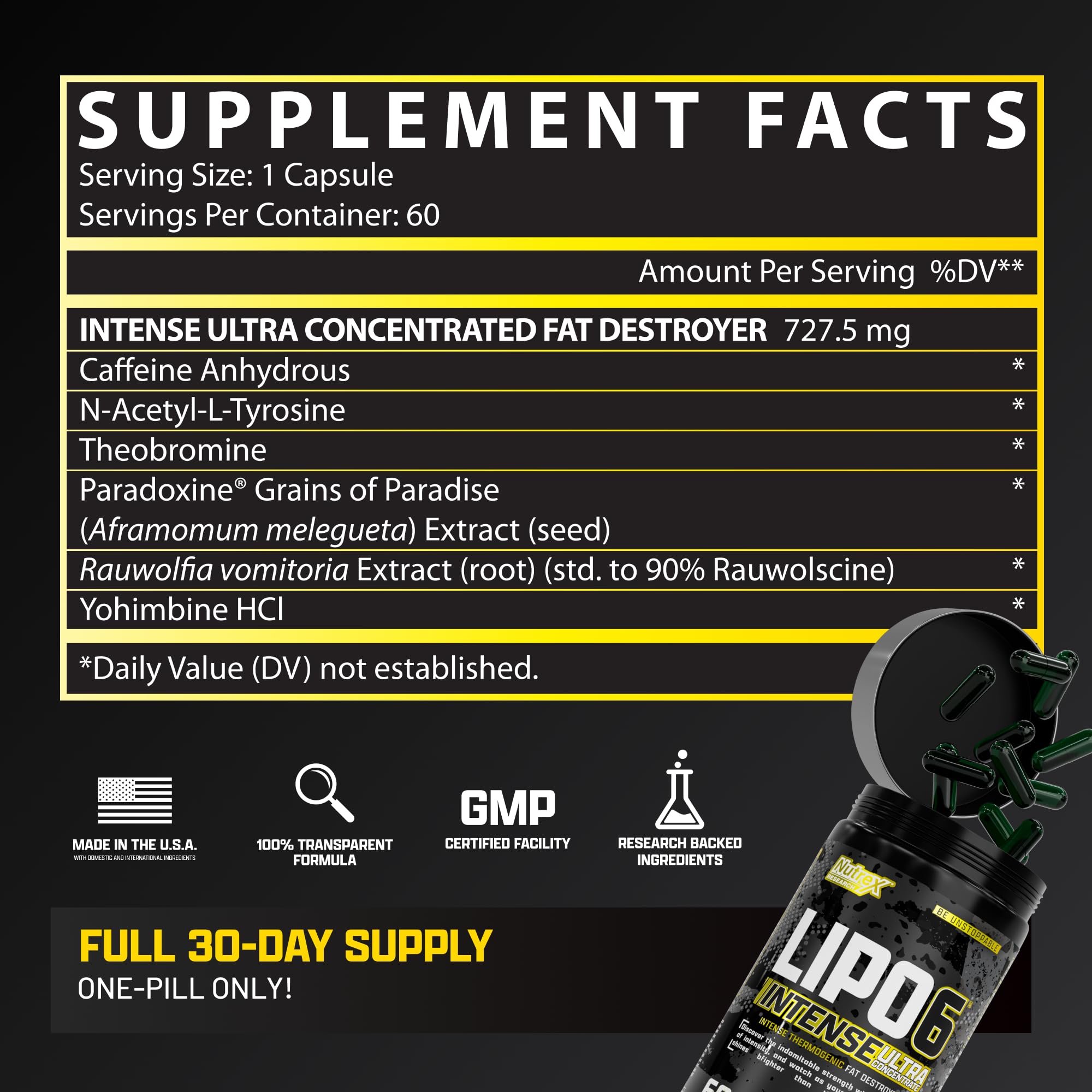 Nutrex Research Thermogenic Fat Burner Capsules on a table