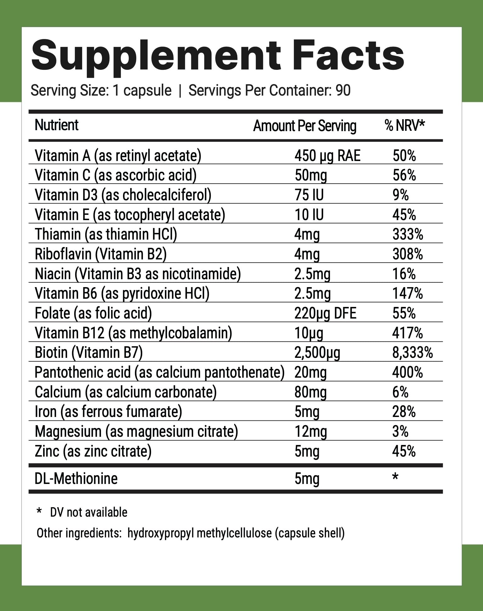 Nutri-Align Hair Defense Biotin Supplement bottle side view