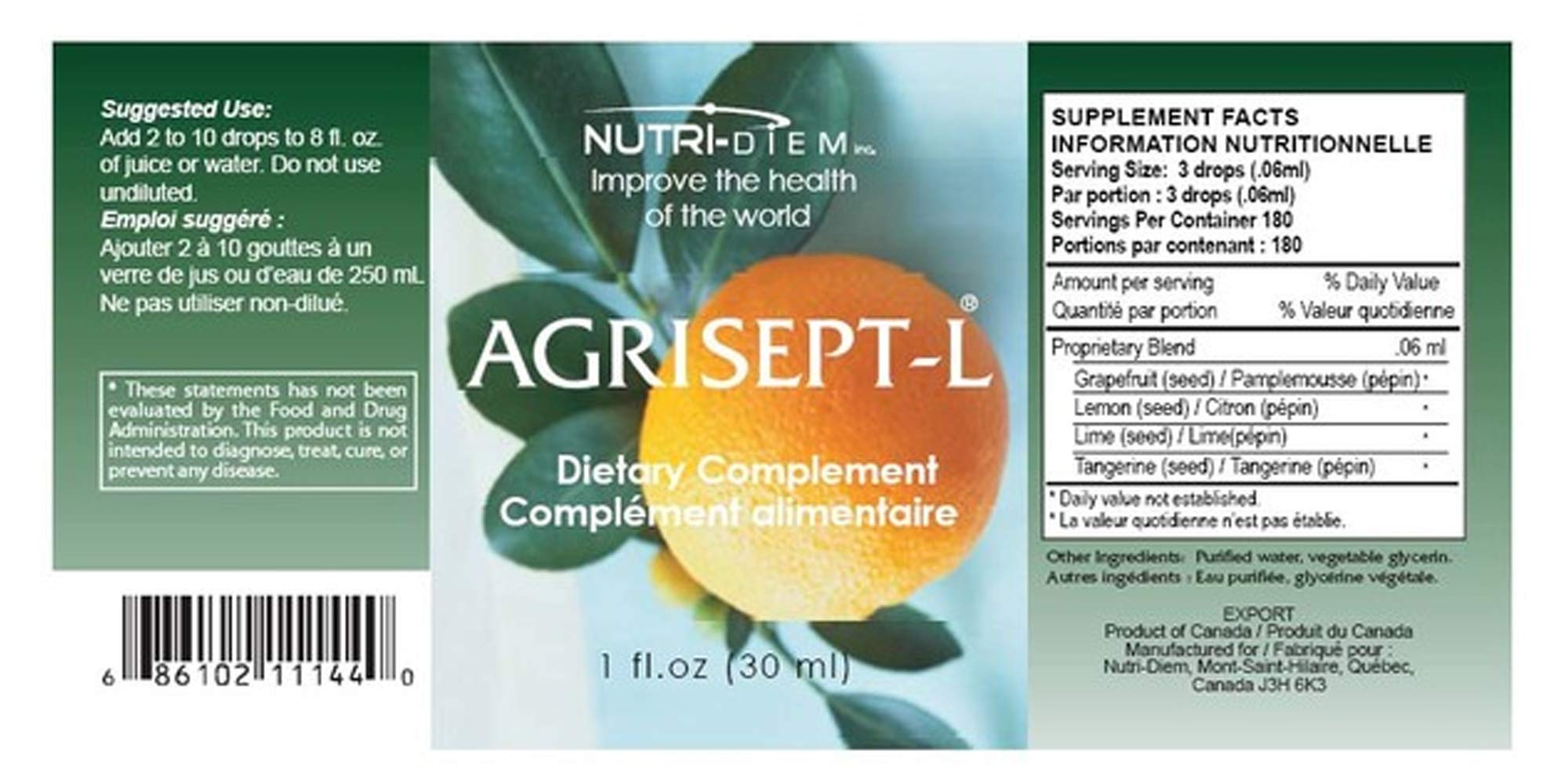 Nutri-Diem Inc. Biogenic Citrus Extract 85g capsule close-up