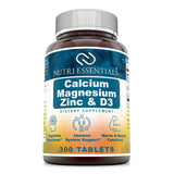 Nutri Essentials Calcium Magnesium Zinc + Vitamin D3 Supplement bottle front view