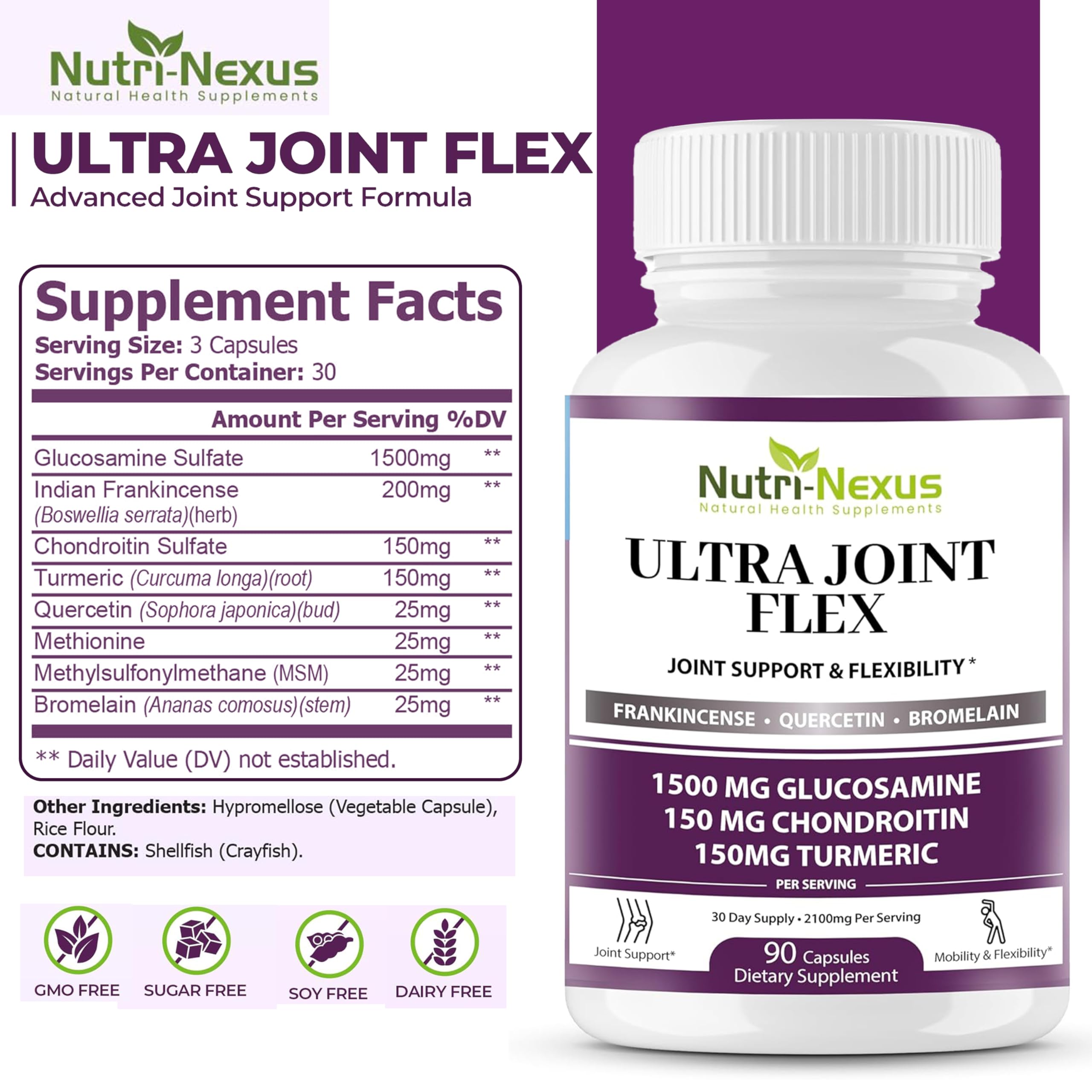 NUTRI-NEXUS Ultra Joint Flex supplement capsule close-up