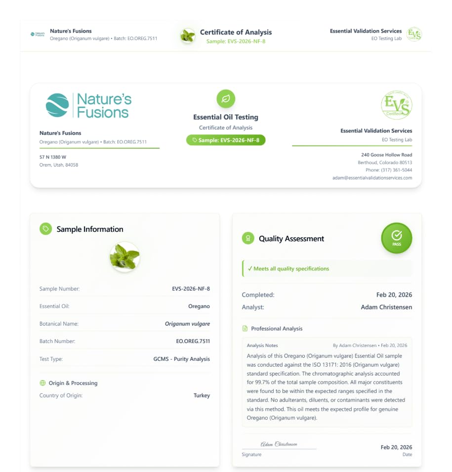 Nutri Oregano Oil Softgels with ingredients list