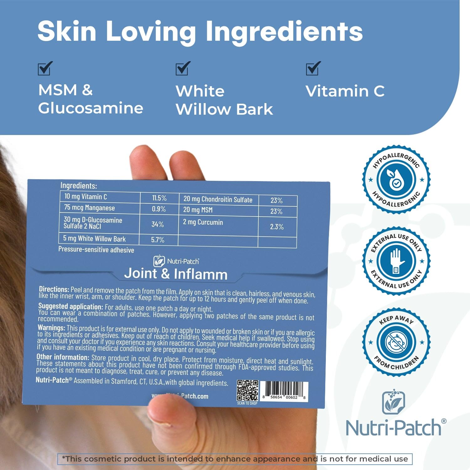 NUTRI-PATCH Chondroitin Skin Patches in a portable pouch