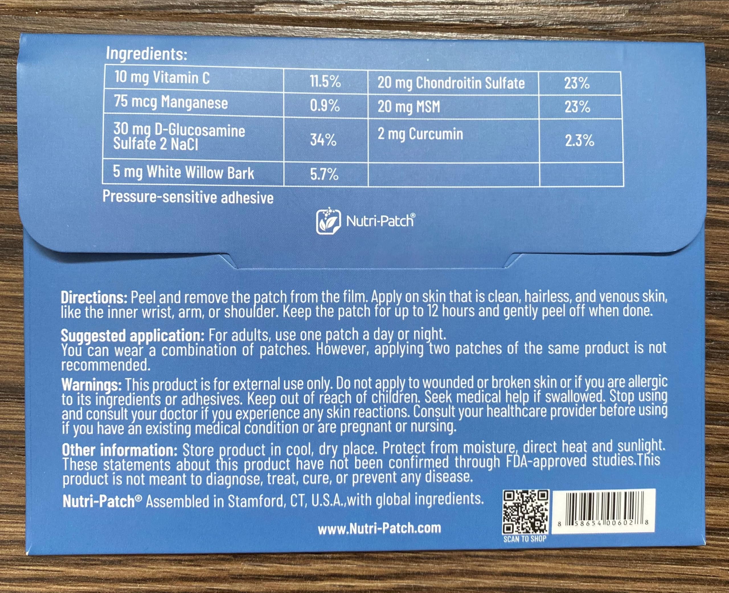 NUTRI-PATCH Chondroitin Skin Patches with Turmeric and Vitamin C highlighted