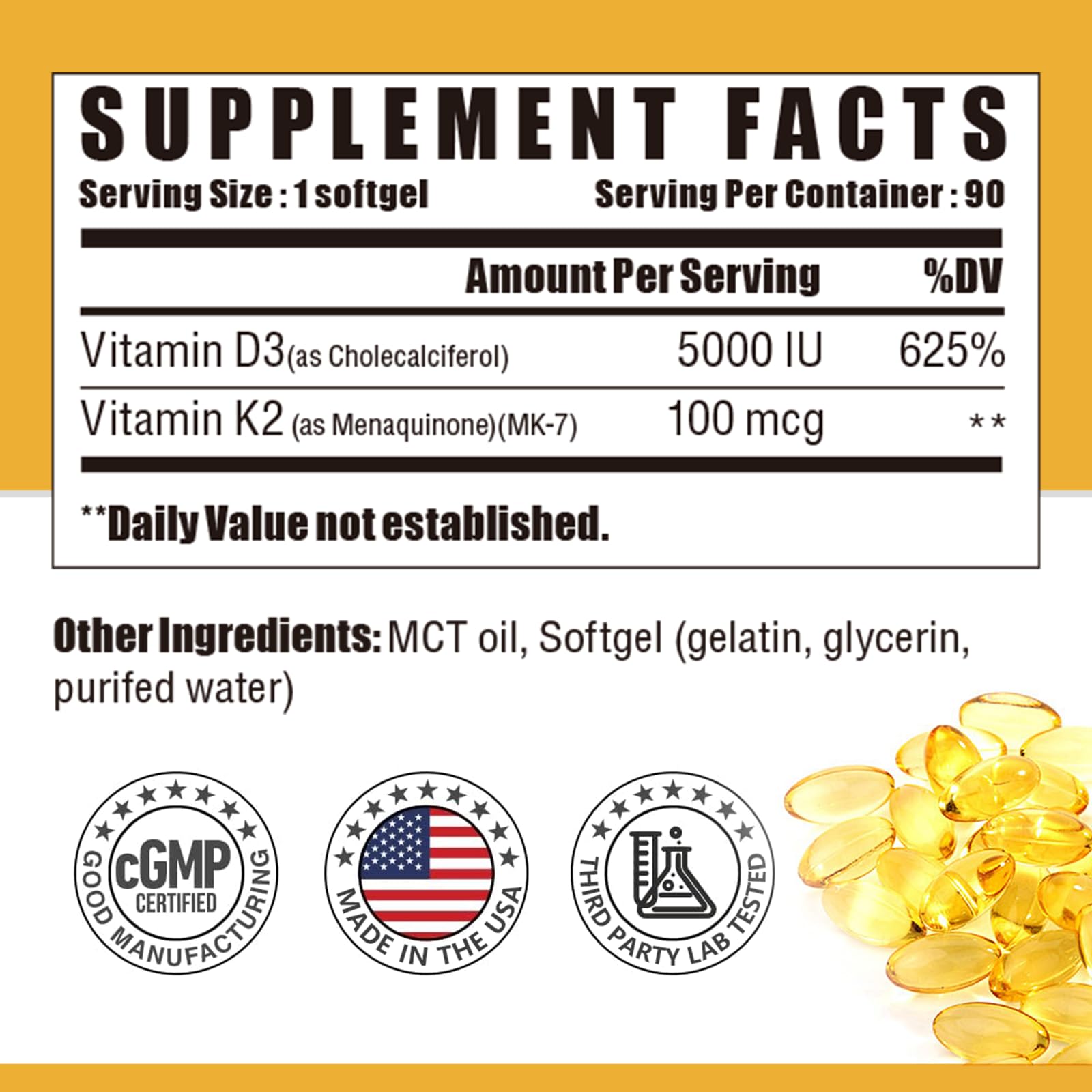 NUTRI POTENTIA Vitamin D3 & K2 soft capsules bottle side view