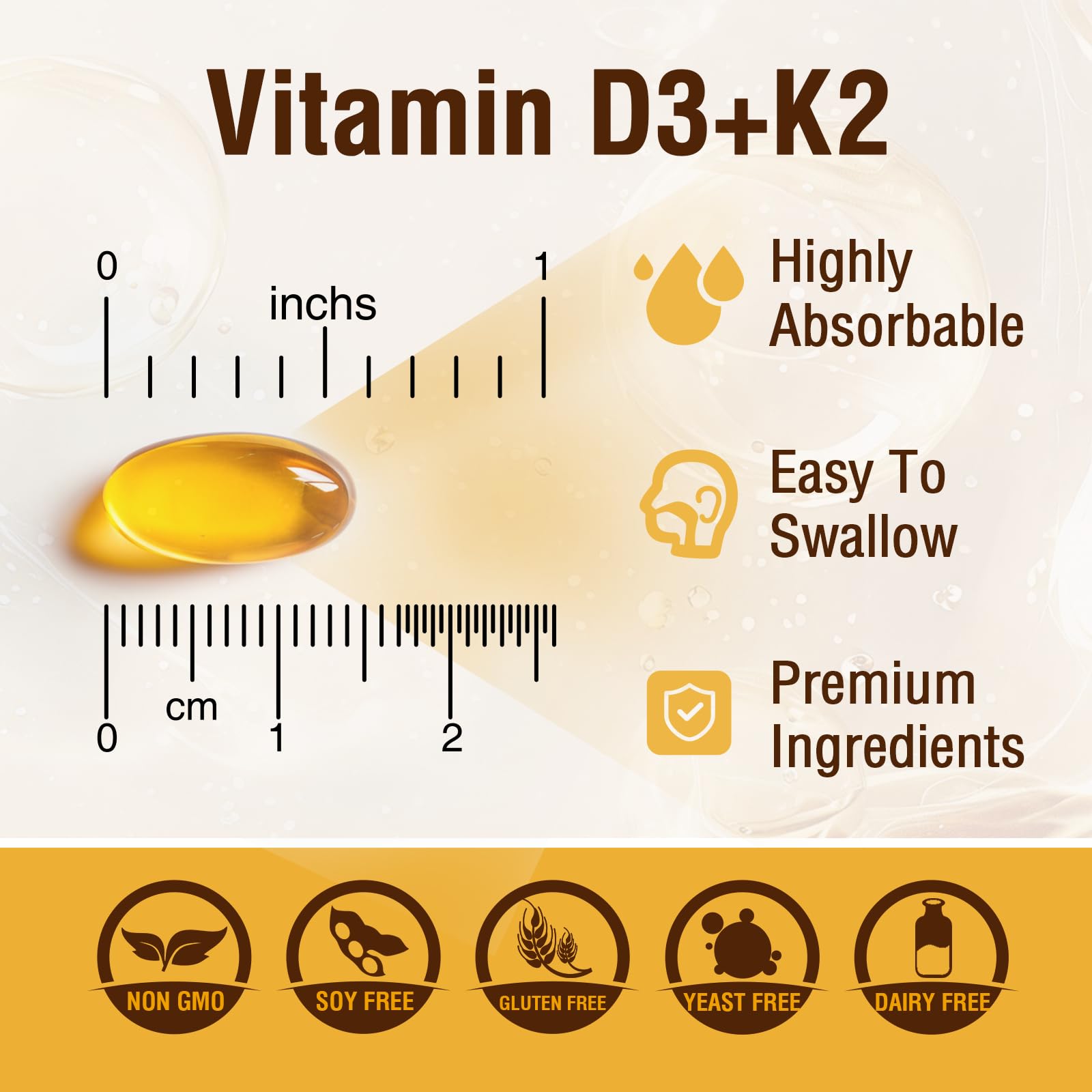 NUTRI POTENTIA Vitamin D3 & K2 soft capsules with dosage information