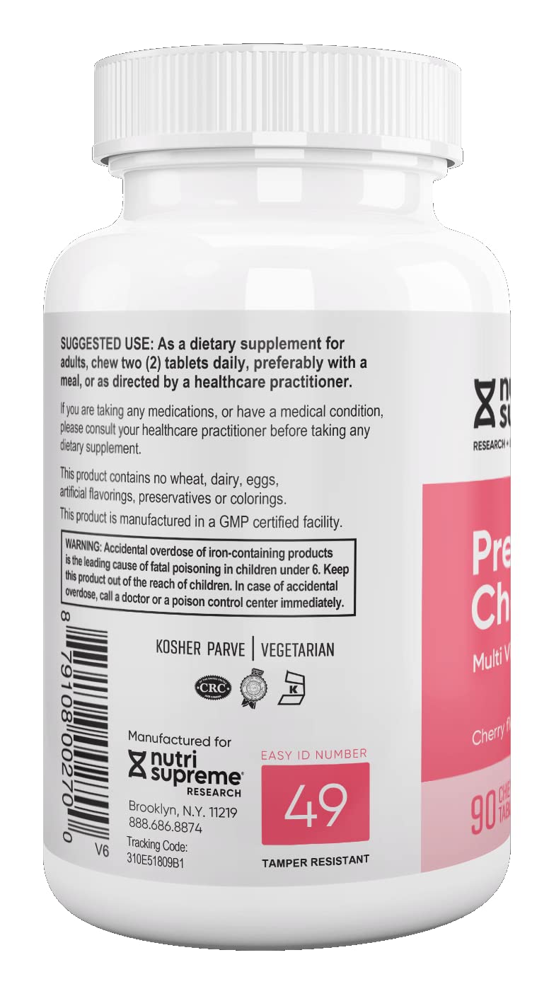 NUTRI- RESEARCH Prenatal Multi Vitamin Chewable nutritional information