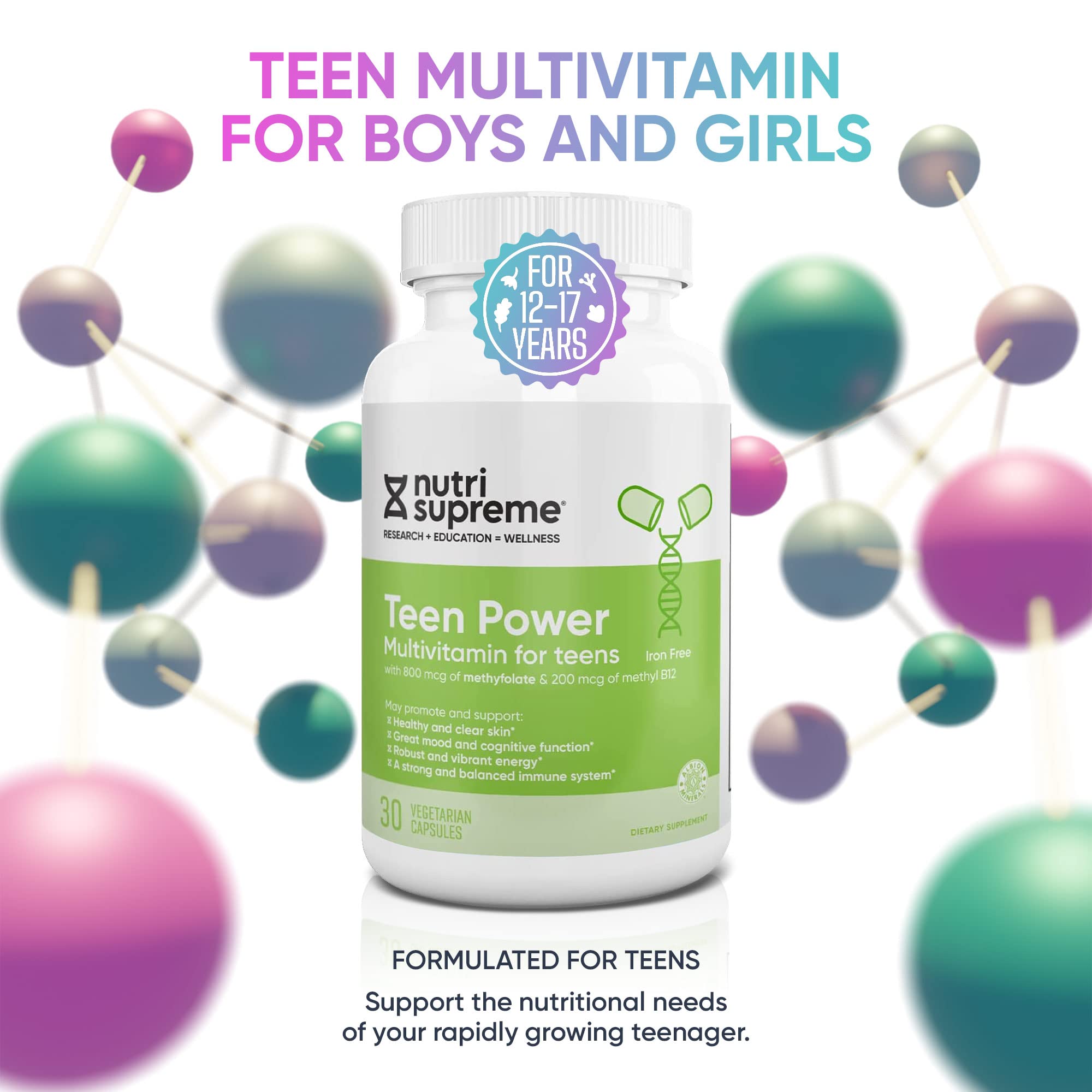 NUTRI- RESEARCH Teen Multivitamin bottle with label