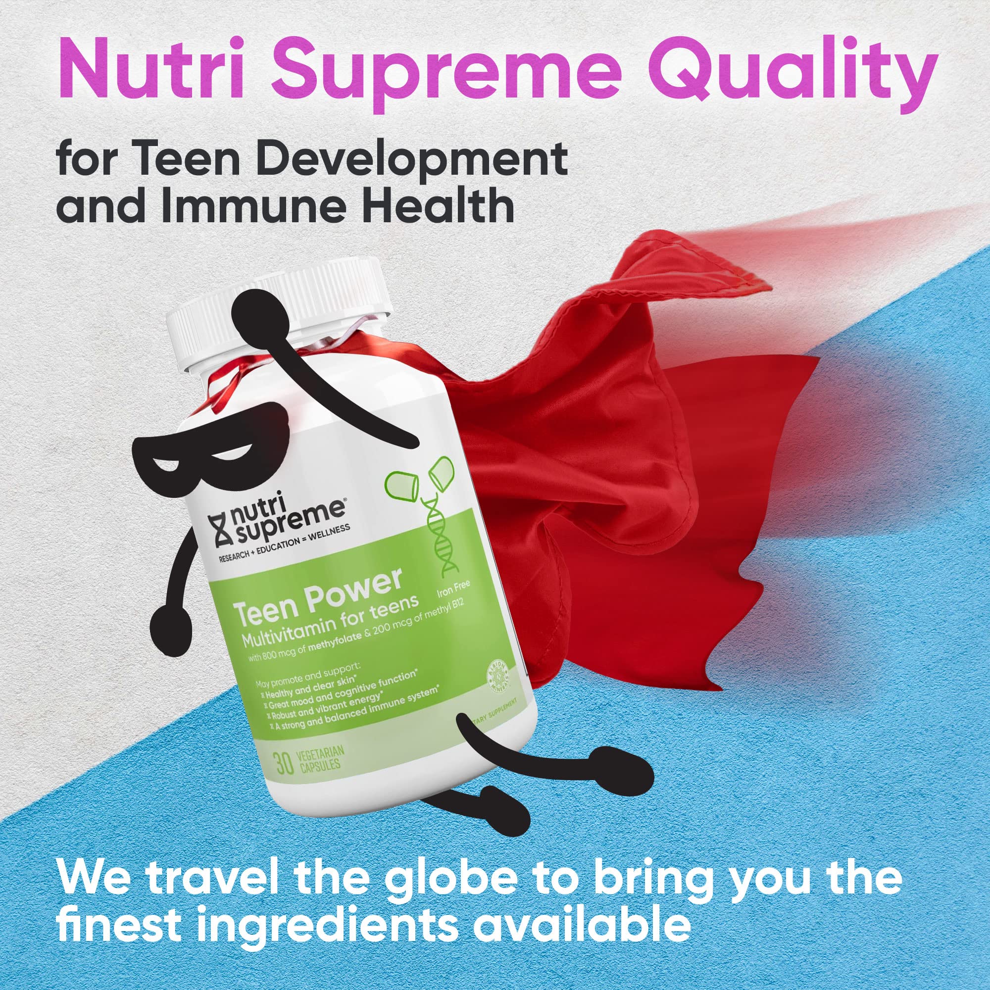 NUTRI- RESEARCH Teen Multivitamin on a table
