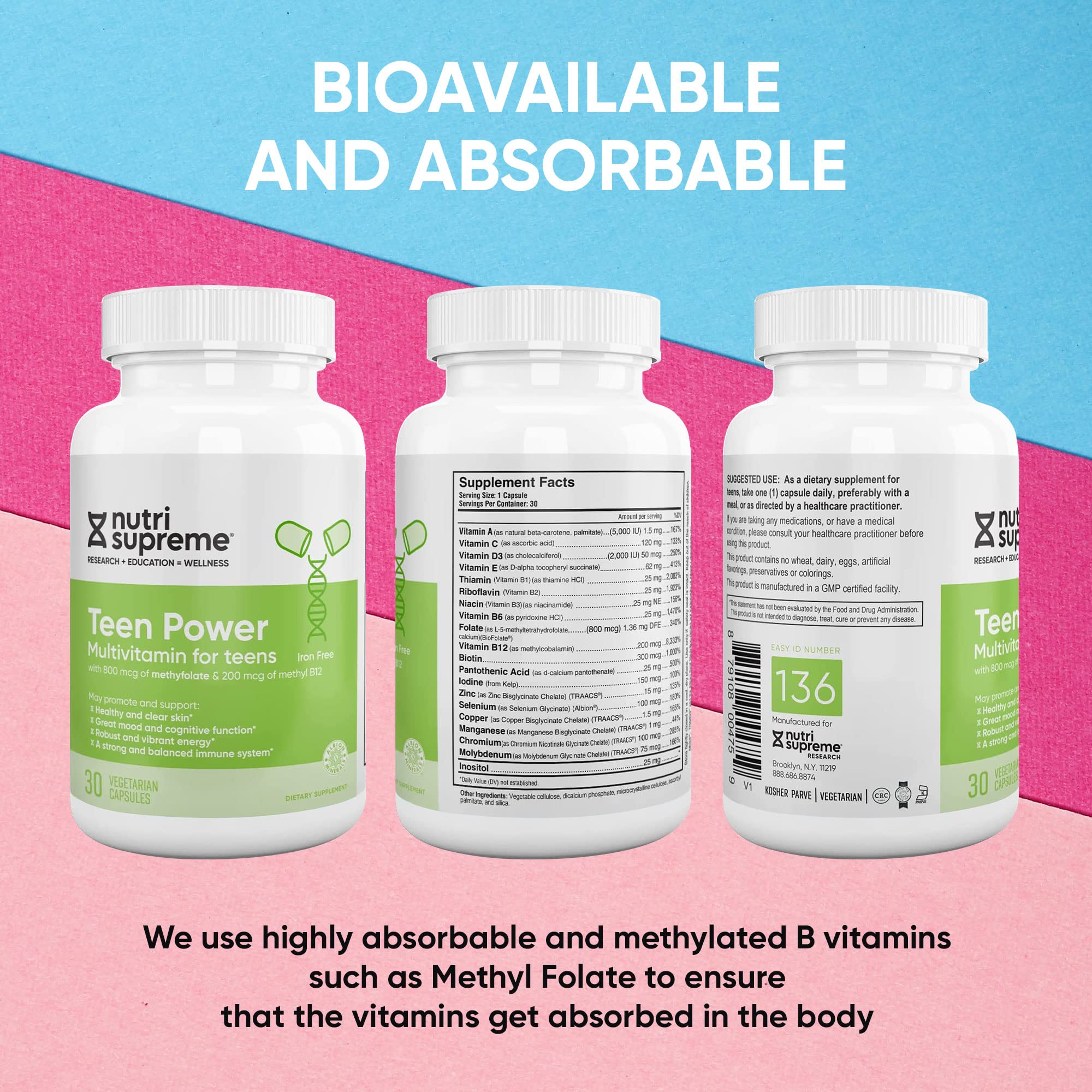 NUTRI- RESEARCH Teen Multivitamin with measuring spoon