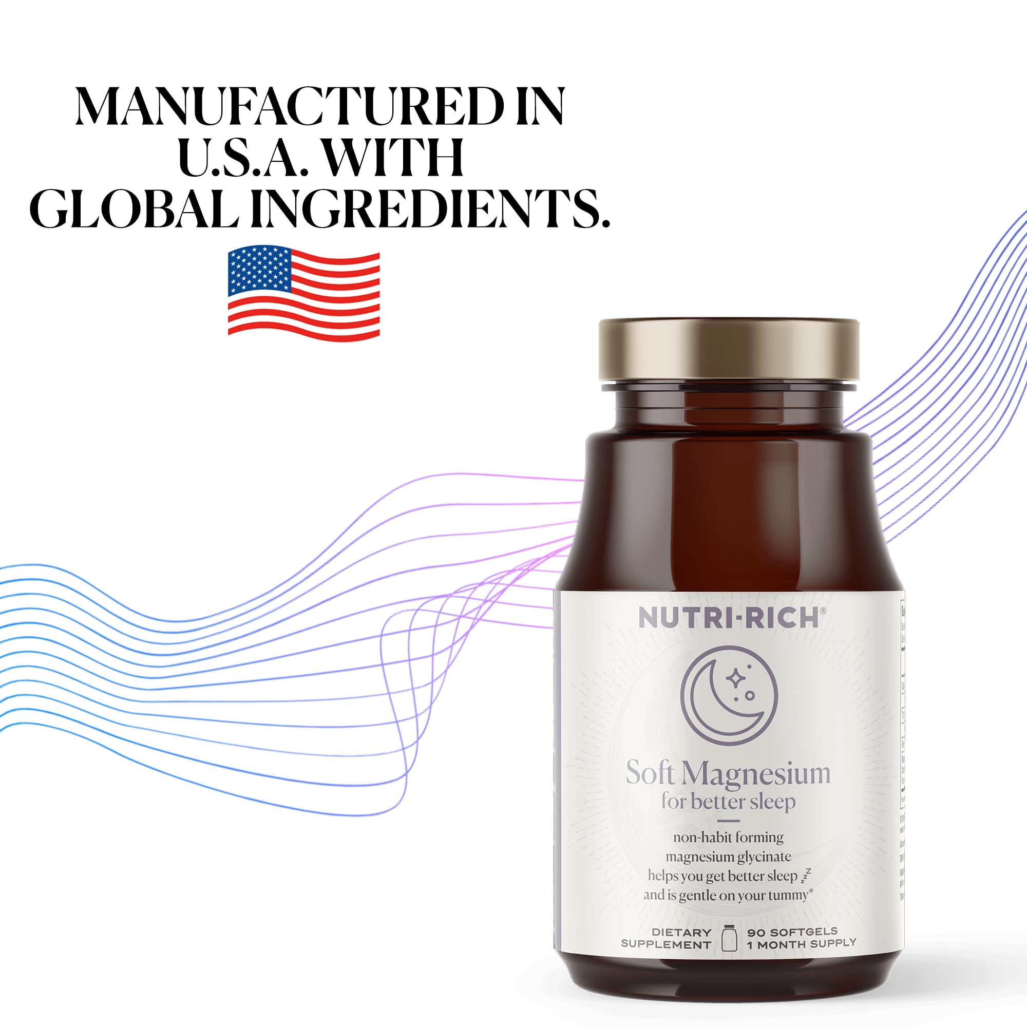 Nutri-Rich Magnesium Softgels 209g back view with ingredients