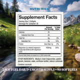 Nutri-Rich Magnesium Softgels 209g on a wooden table