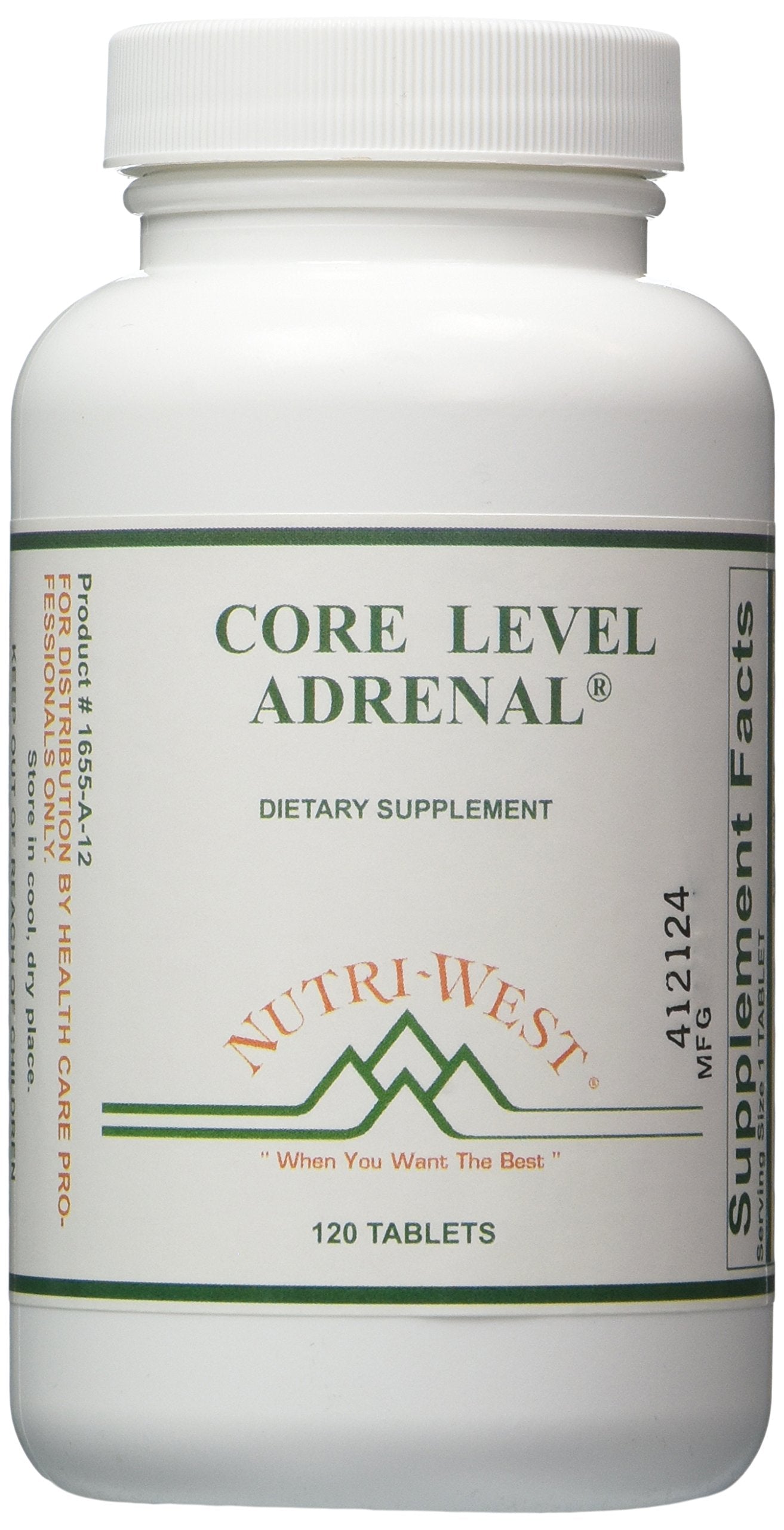 Nutri-West Core Level Adrenal 120 capsules front view with packaging