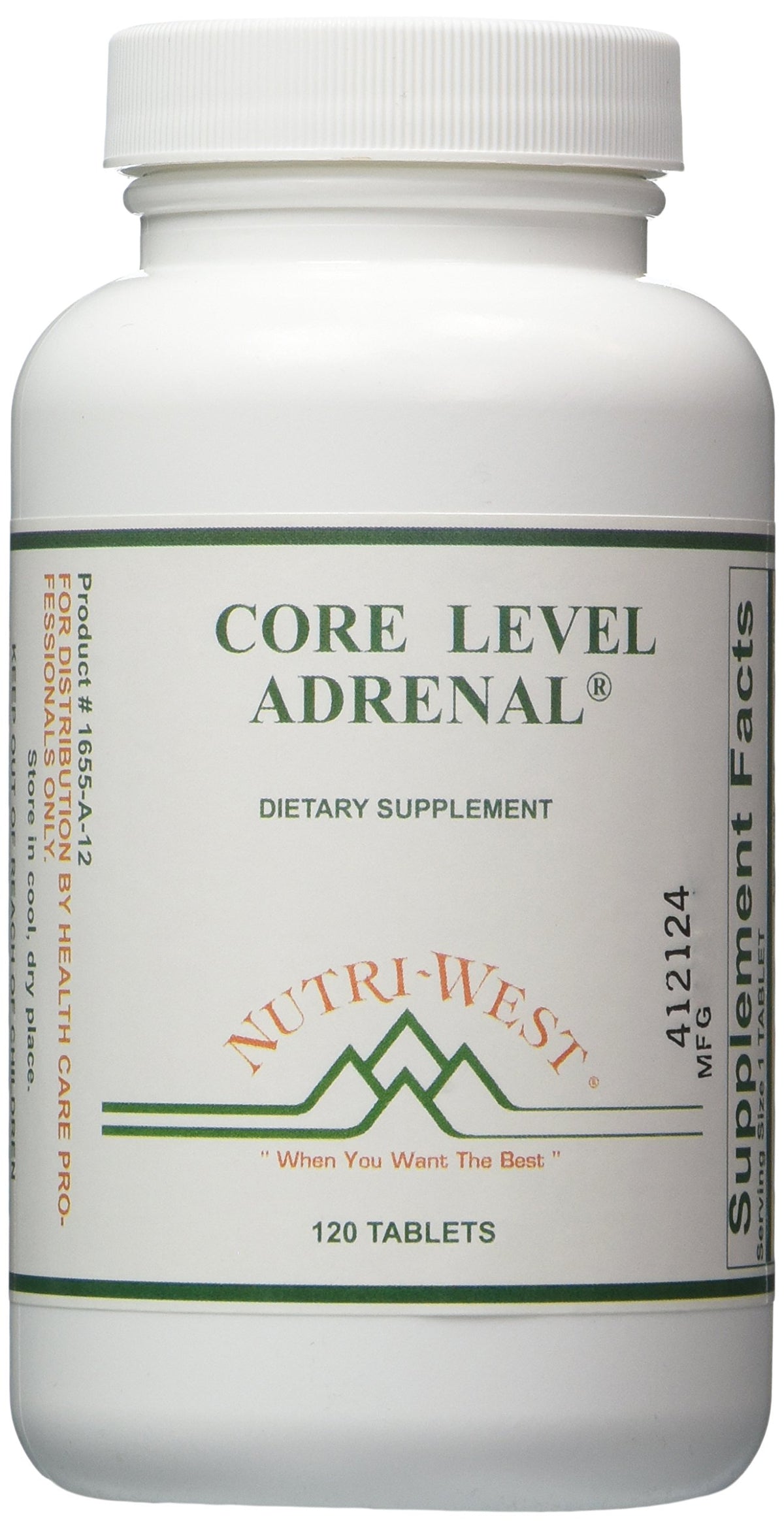 Nutri-West Core Level Adrenal 120 capsules front view with packaging