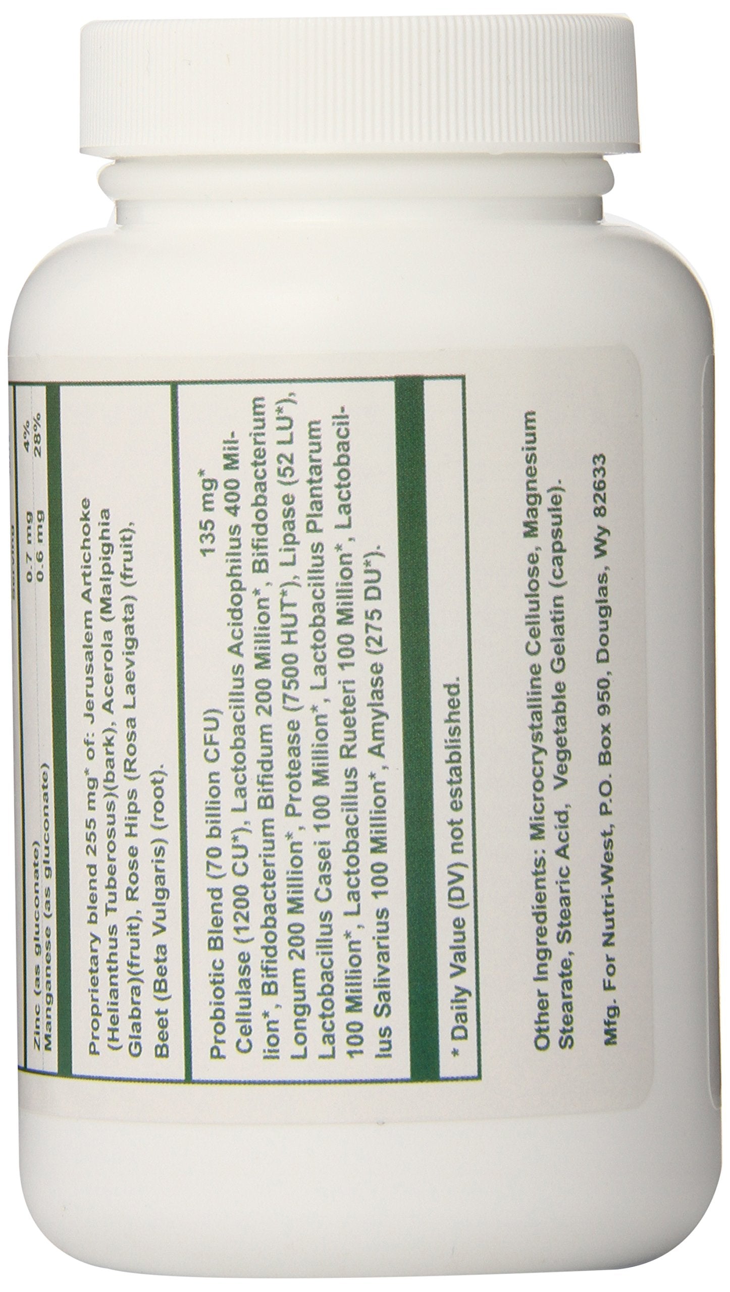 nutri-west Total Probiotics 60 Capsules back view