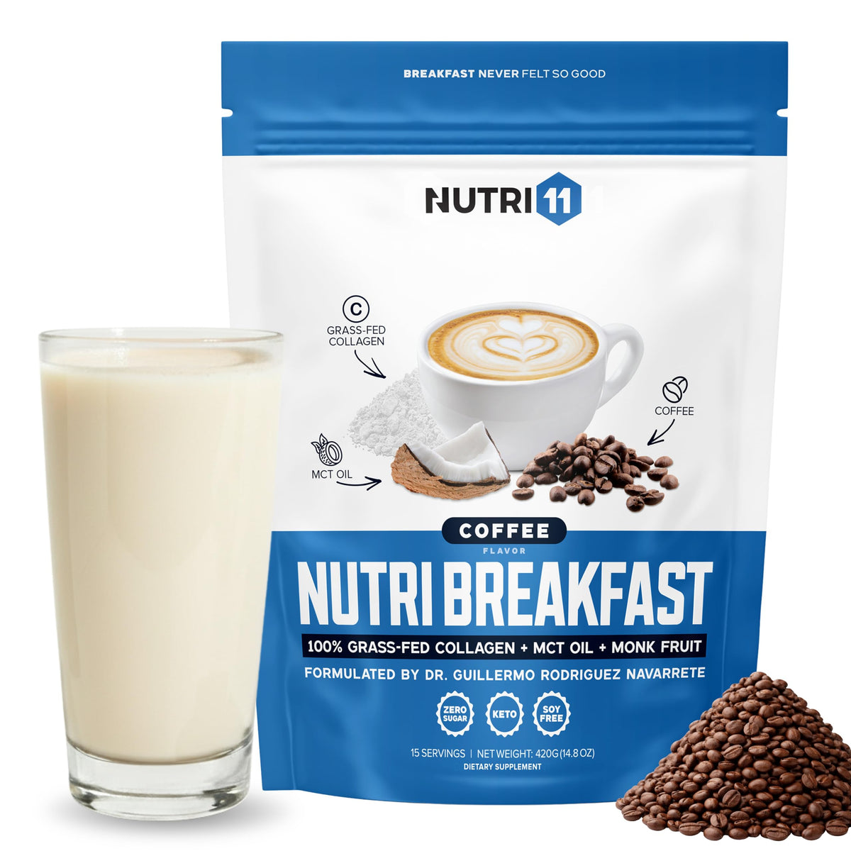 Nutri11 Keto Collagen Protein Powder 451g front view