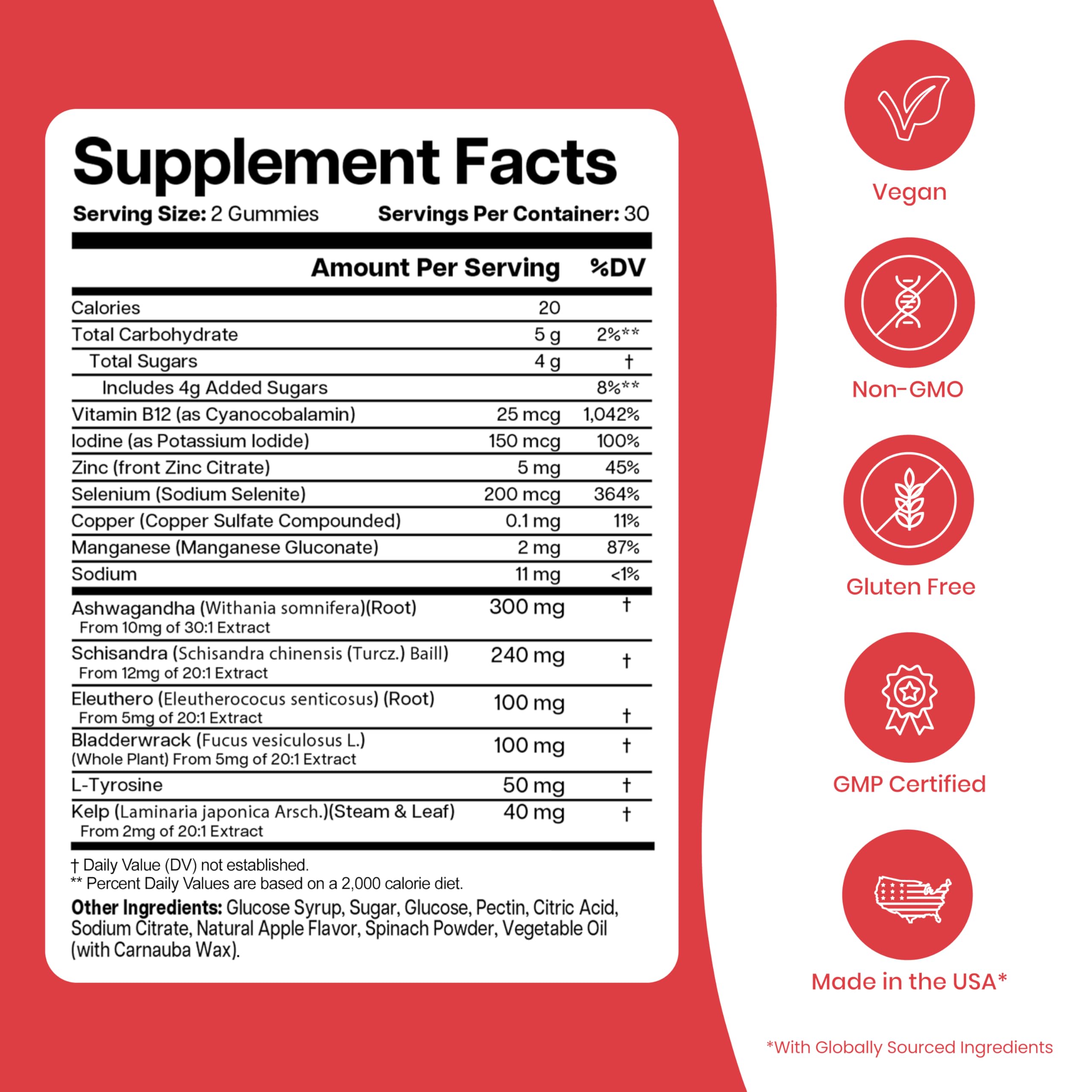 Nutriana Advanced Thyroid Support Gummies with apple flavour