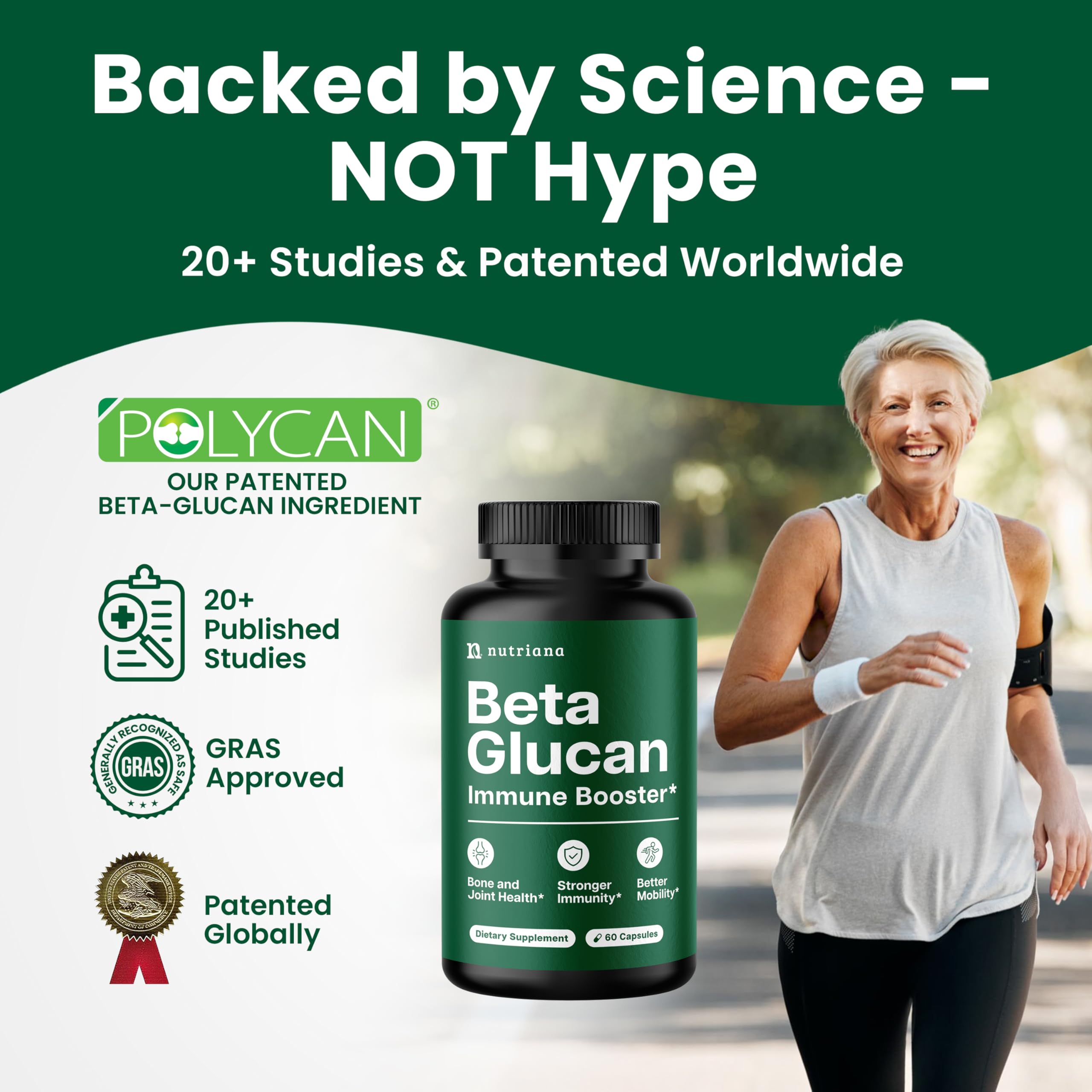 Nutriana Beta Glucan Capsules 1000mg bottle with label