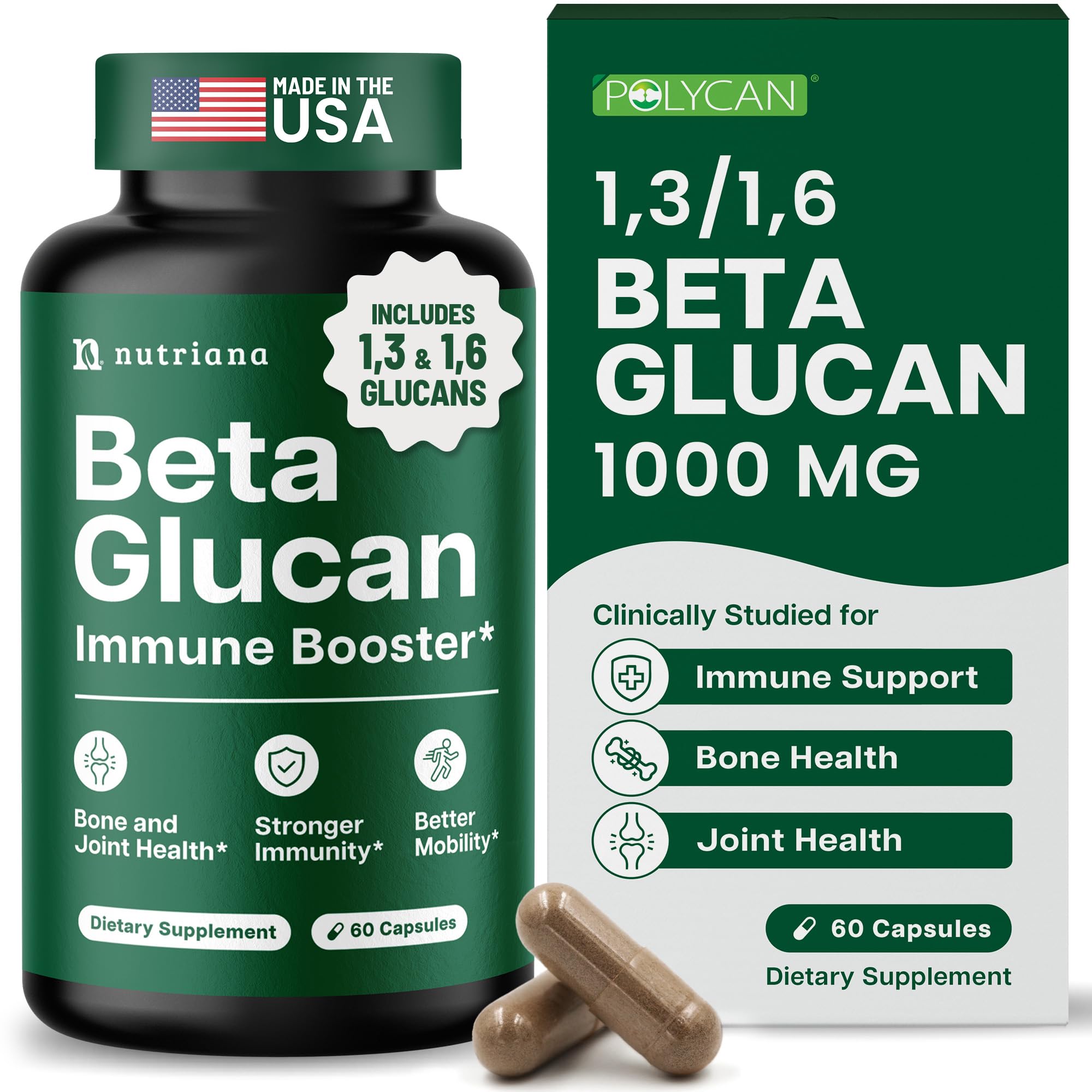 Nutriana Beta Glucan Capsules 1000mg front view