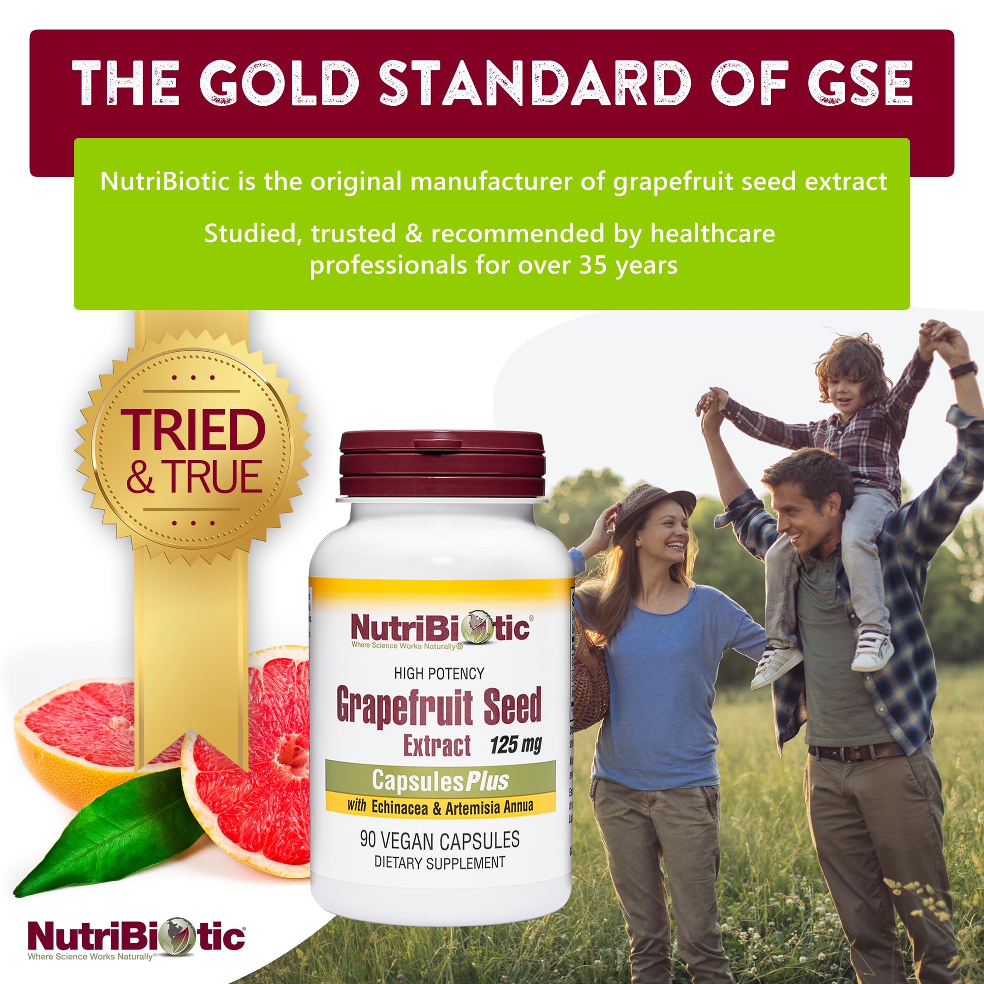 NutriBiotic Grapefruit Seed Extract 125mg capsules close-up