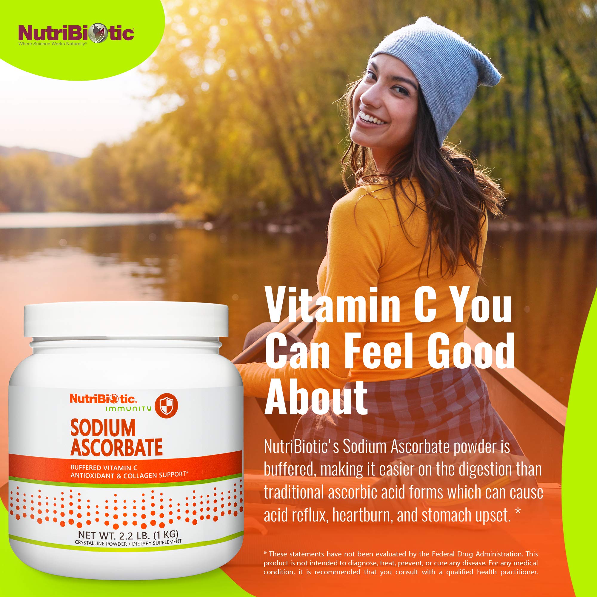 NutriBiotic Sodium Ascorbate Vitamin C Supplement 998g mixed in a smoothie