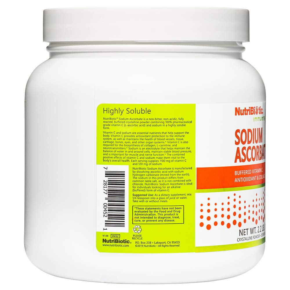 NutriBiotic Sodium Ascorbate Vitamin C Supplement 998g nutritional information