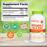 NutriBiotic Vitamin C + D3 & Zinc Capsules 1000mg bottle with label