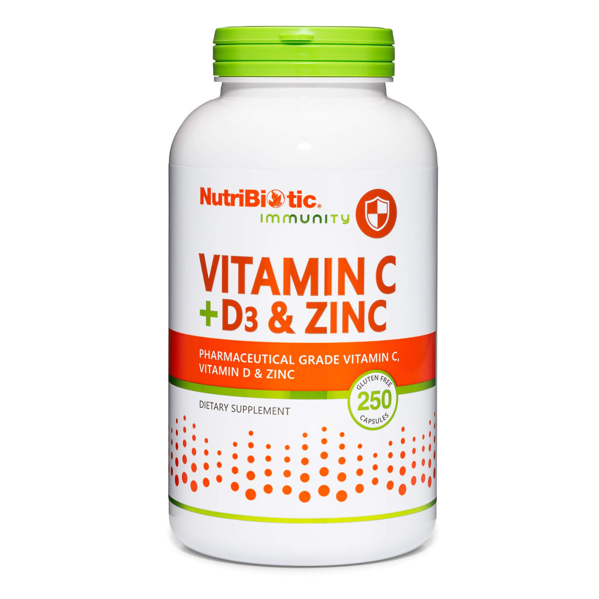 NutriBiotic Vitamin C + D3 & Zinc Capsules 1000mg front view