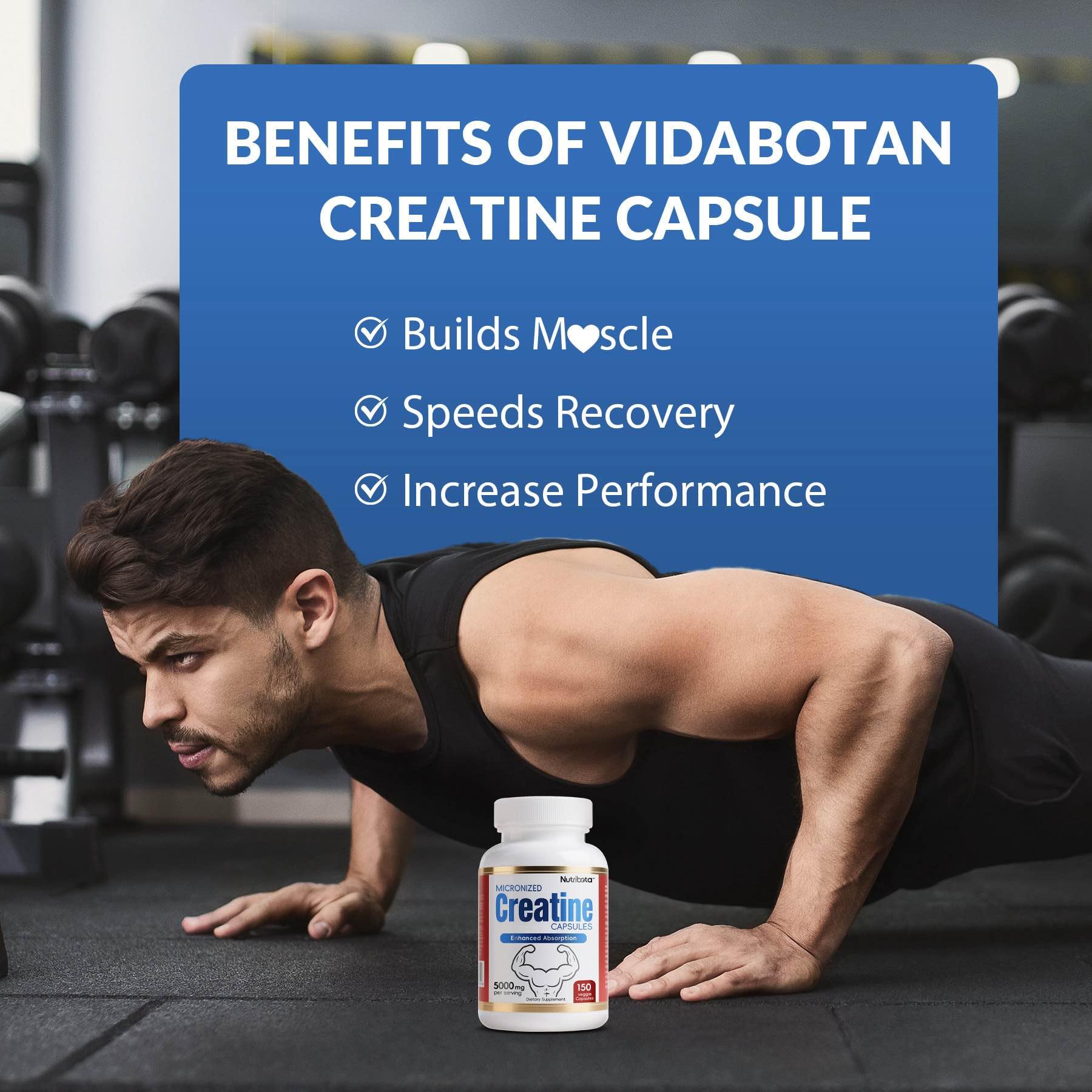 Nutribota Creatine Monohydrate Capsules 5000mg packaging