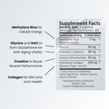 Nutricel Supplements Blue Renew Methylene Blue capsules on a surface