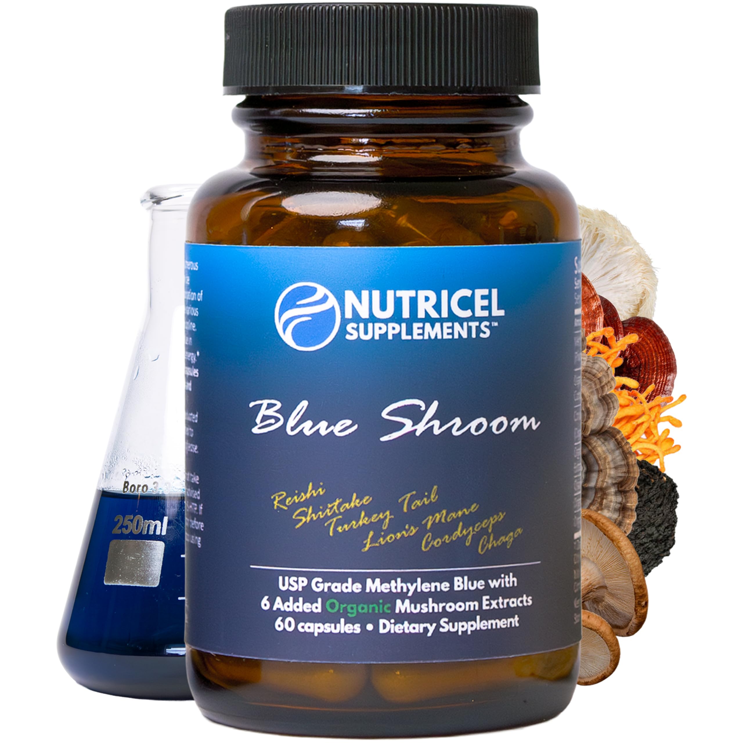 Nutricel Supplements Blue Shroom front view with packaging