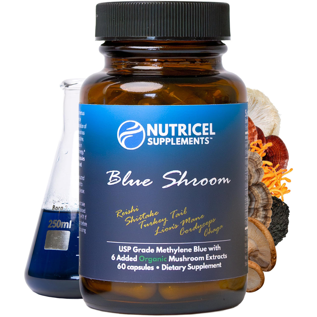 Nutricel Supplements Blue Shroom front view with packaging