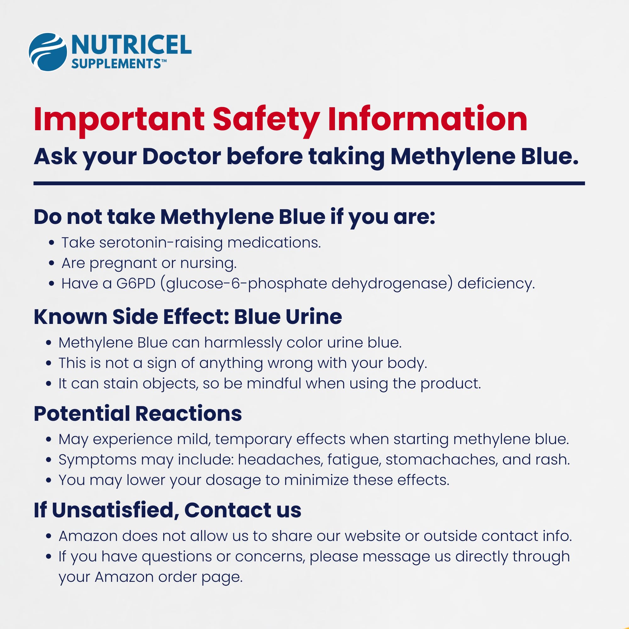 Nutricel Supplements Methylene Blue Capsules on a wooden surface