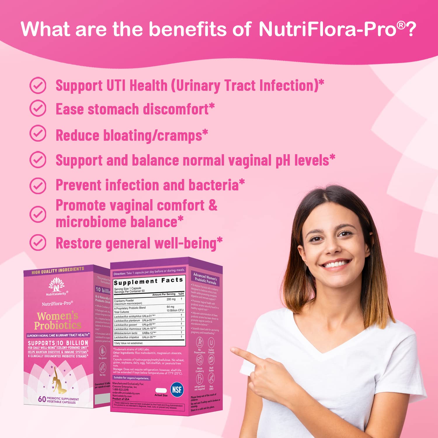 Nutricelebrity NutriFlora-Pro Probiotic bottle on table