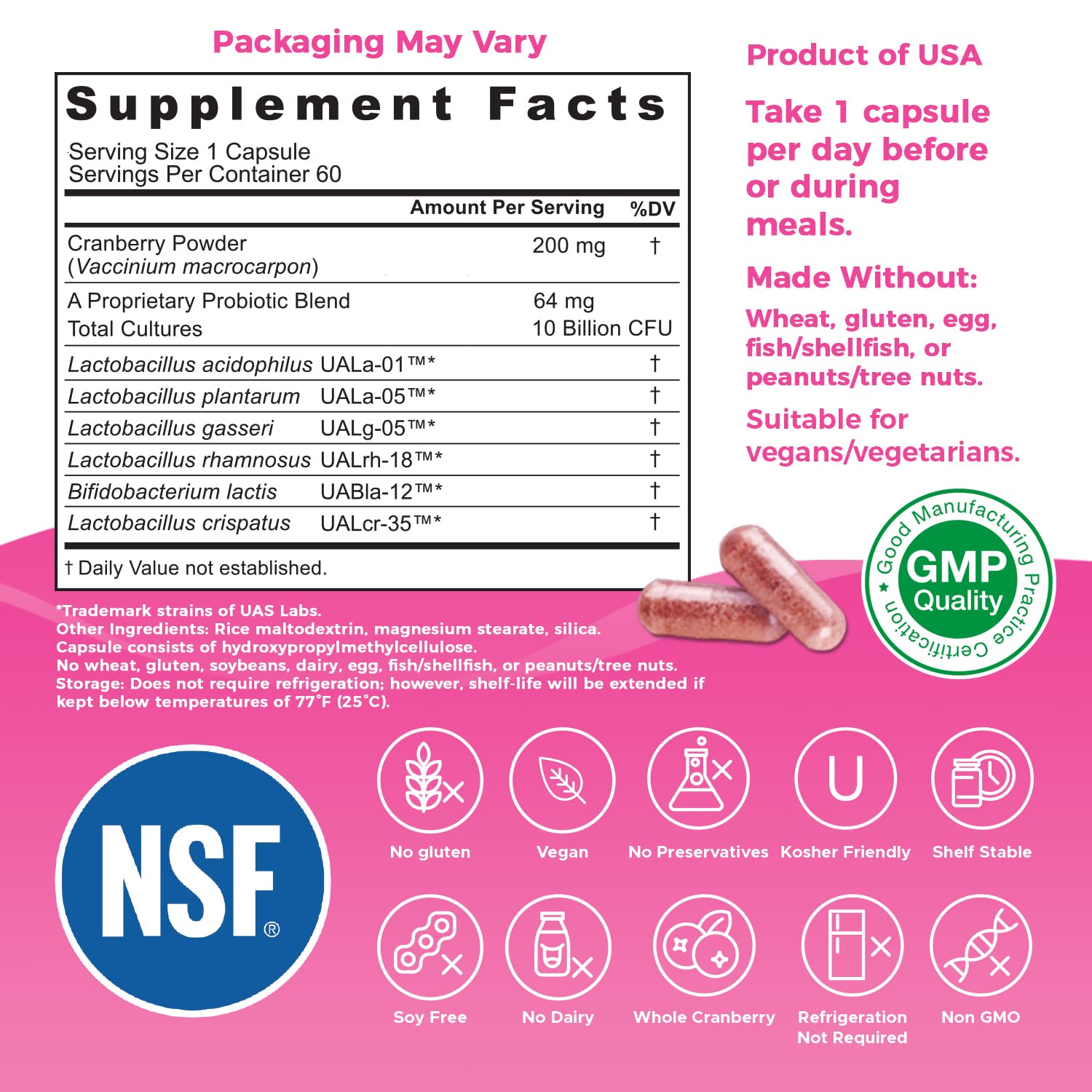 Nutricelebrity NutriFlora-Pro Probiotic capsules close-up