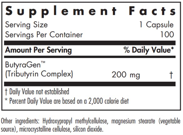 NutriCology ButyrAid 68g supplement side view showing packaging