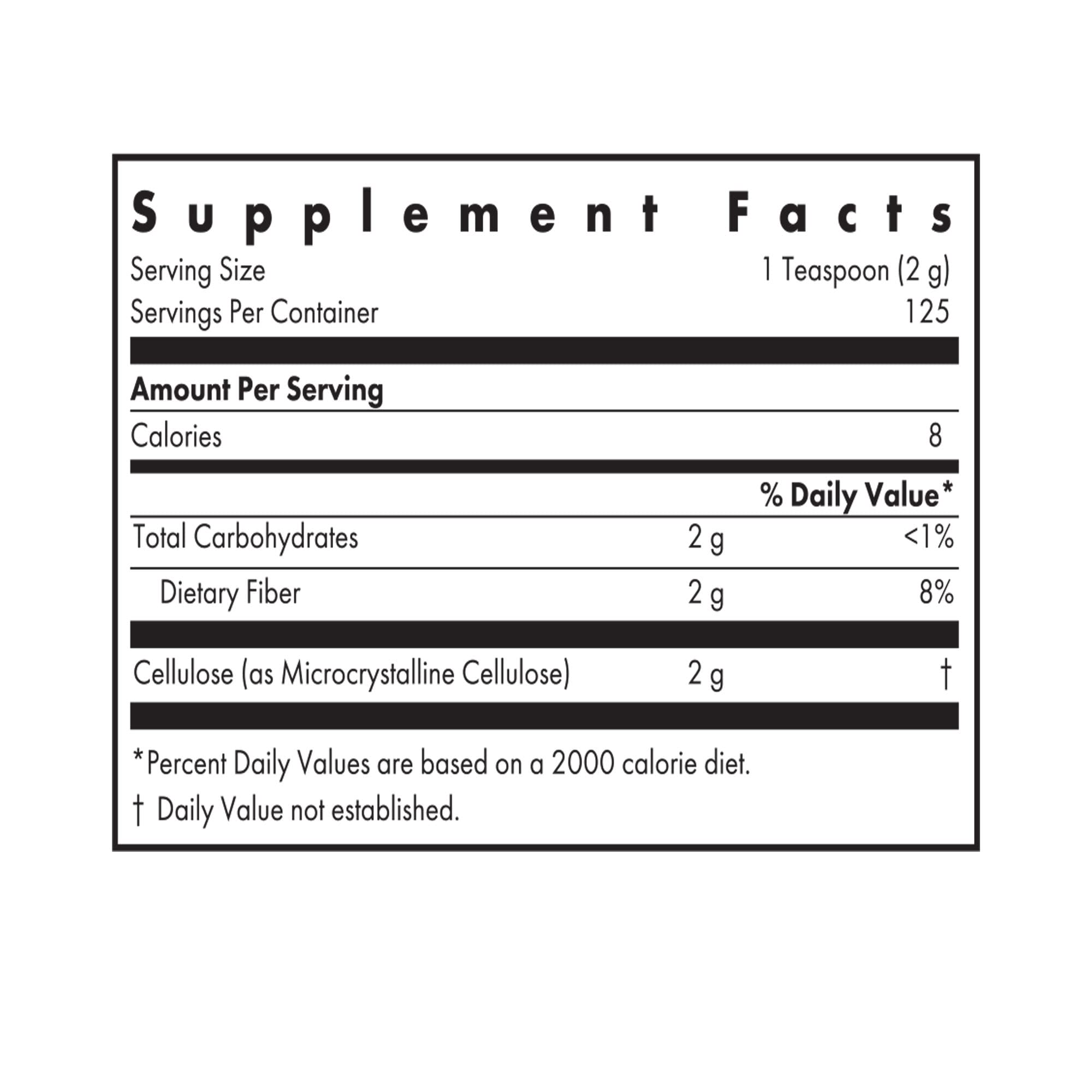 NutriCology Dietary Fiber Cellulose Powder packaging details