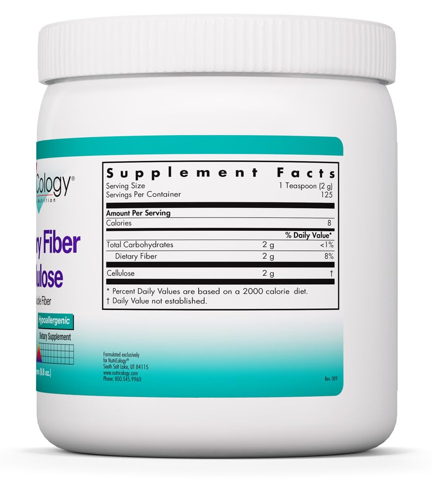 NutriCology Dietary Fiber Cellulose Powder side view