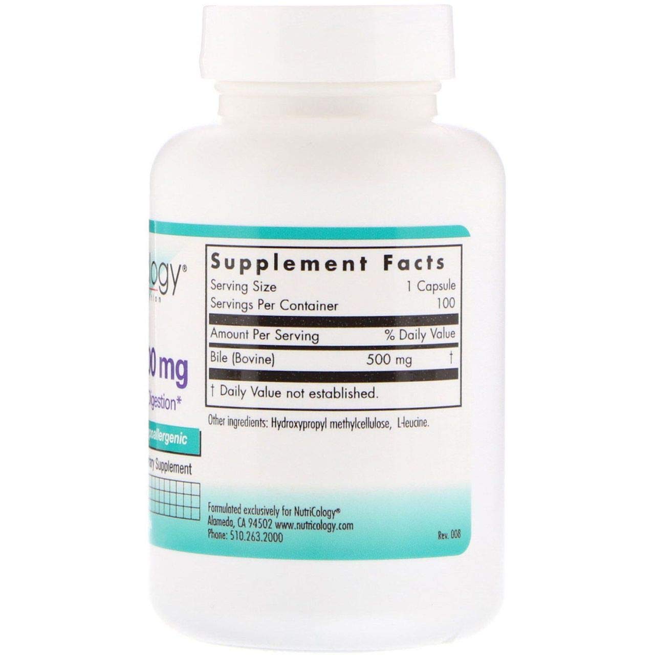 Nutricology Ox Bile Supplement bottle side view